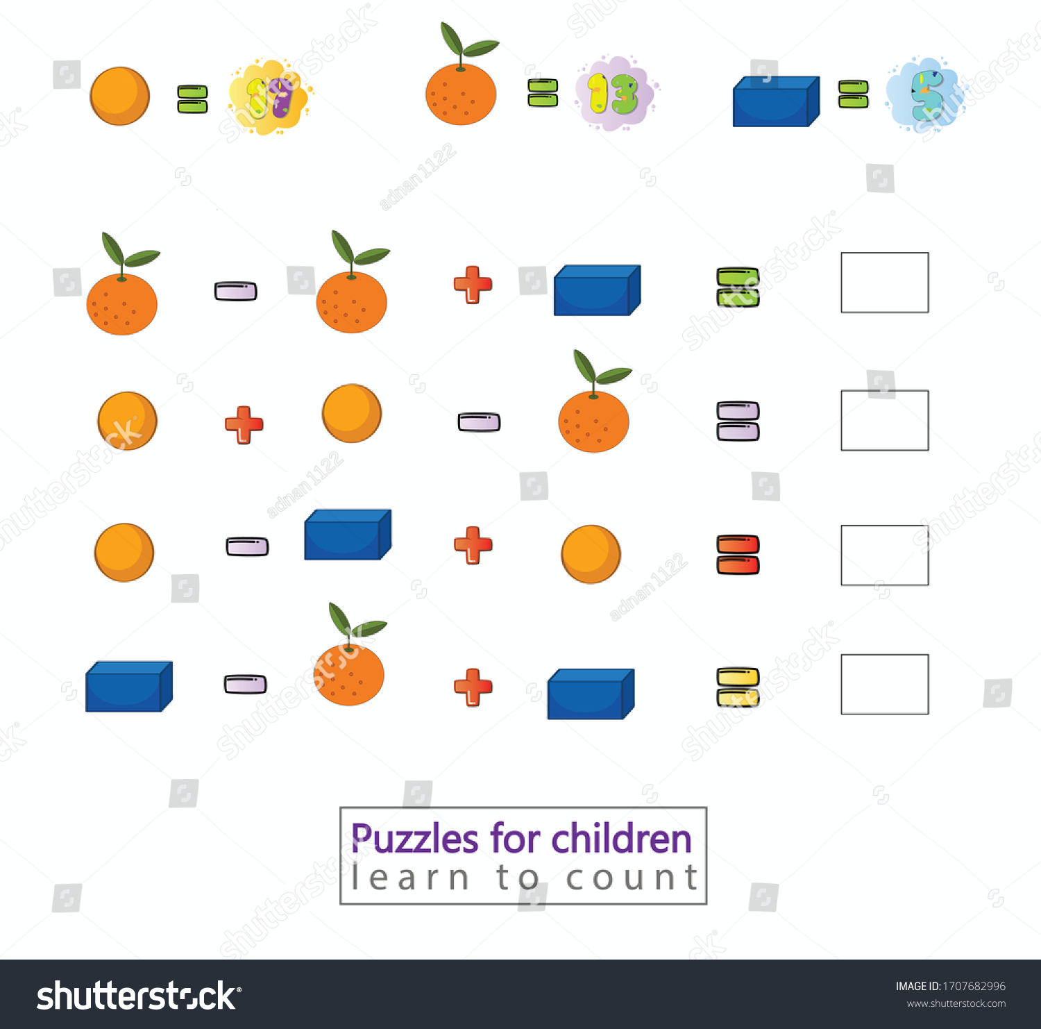 Children Fruits Counting Educational Game Mathematic Stock Vector ...