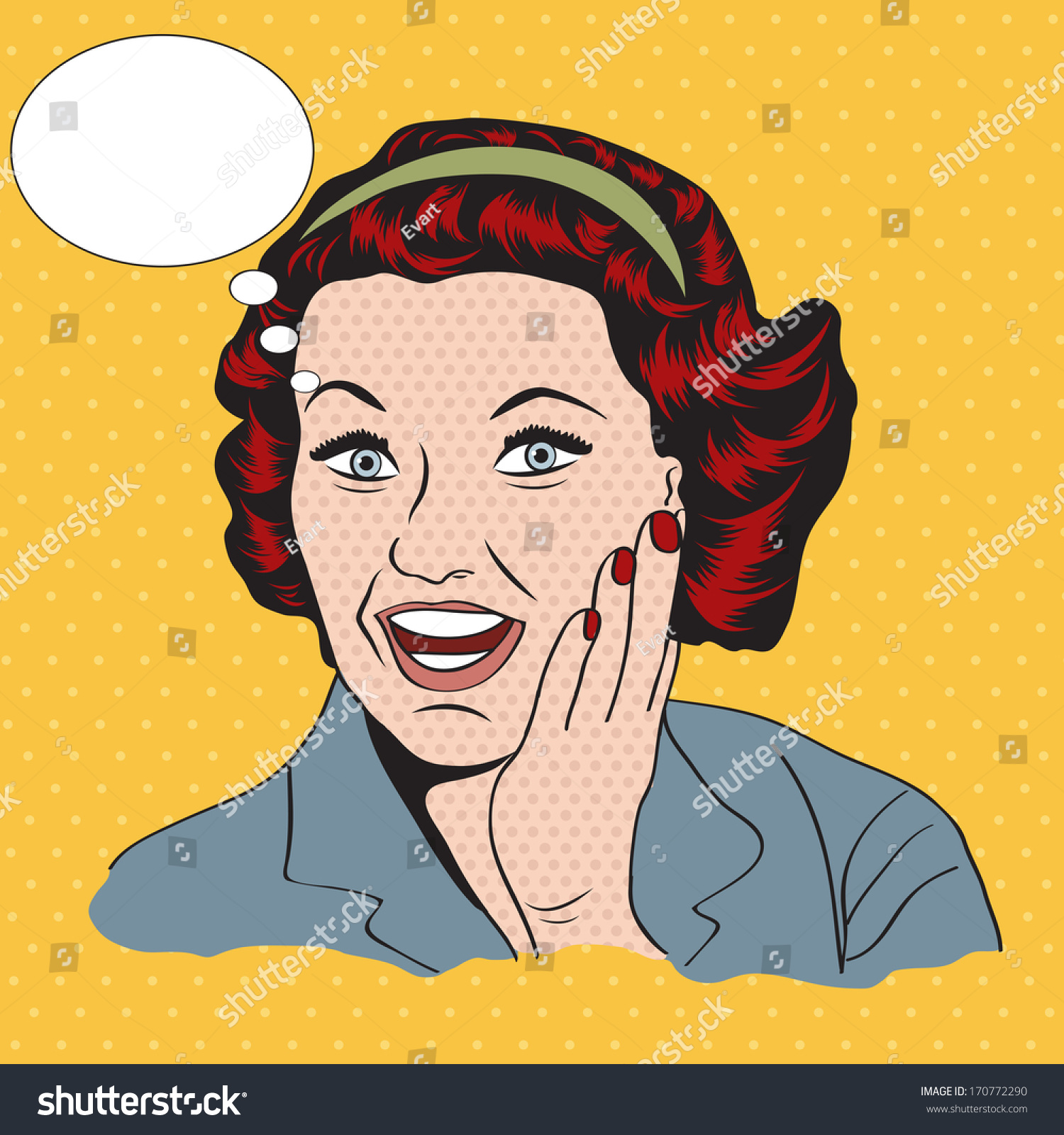 Happy Woman Message Commercial Retro Clipart Stock Vector (Royalty Free ...