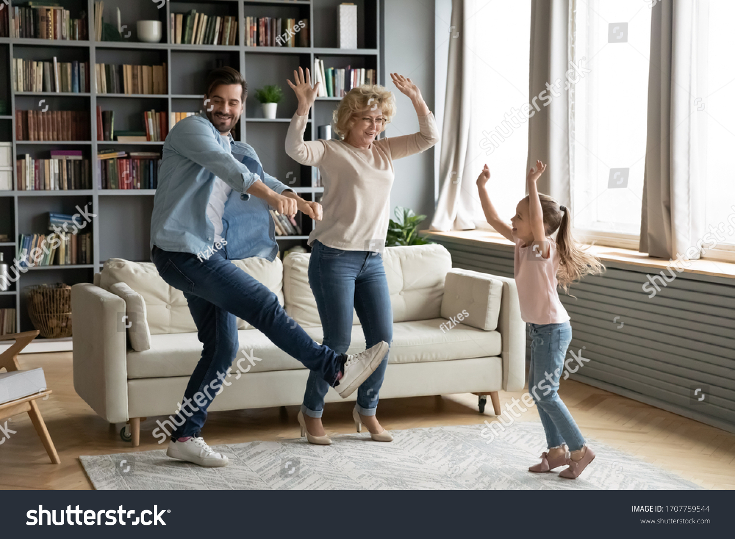 Little Girl Dancing Living Room Home Stock Photo 1707759544 | Shutterstock