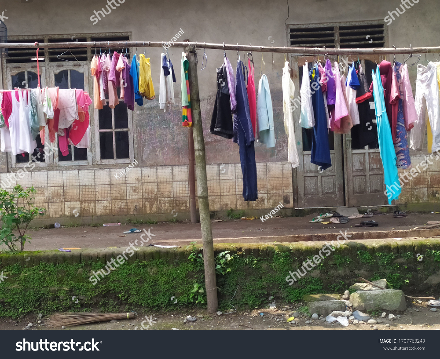 Drying Clothes Traditional Way Javanese Indonesian Stock Photo ...