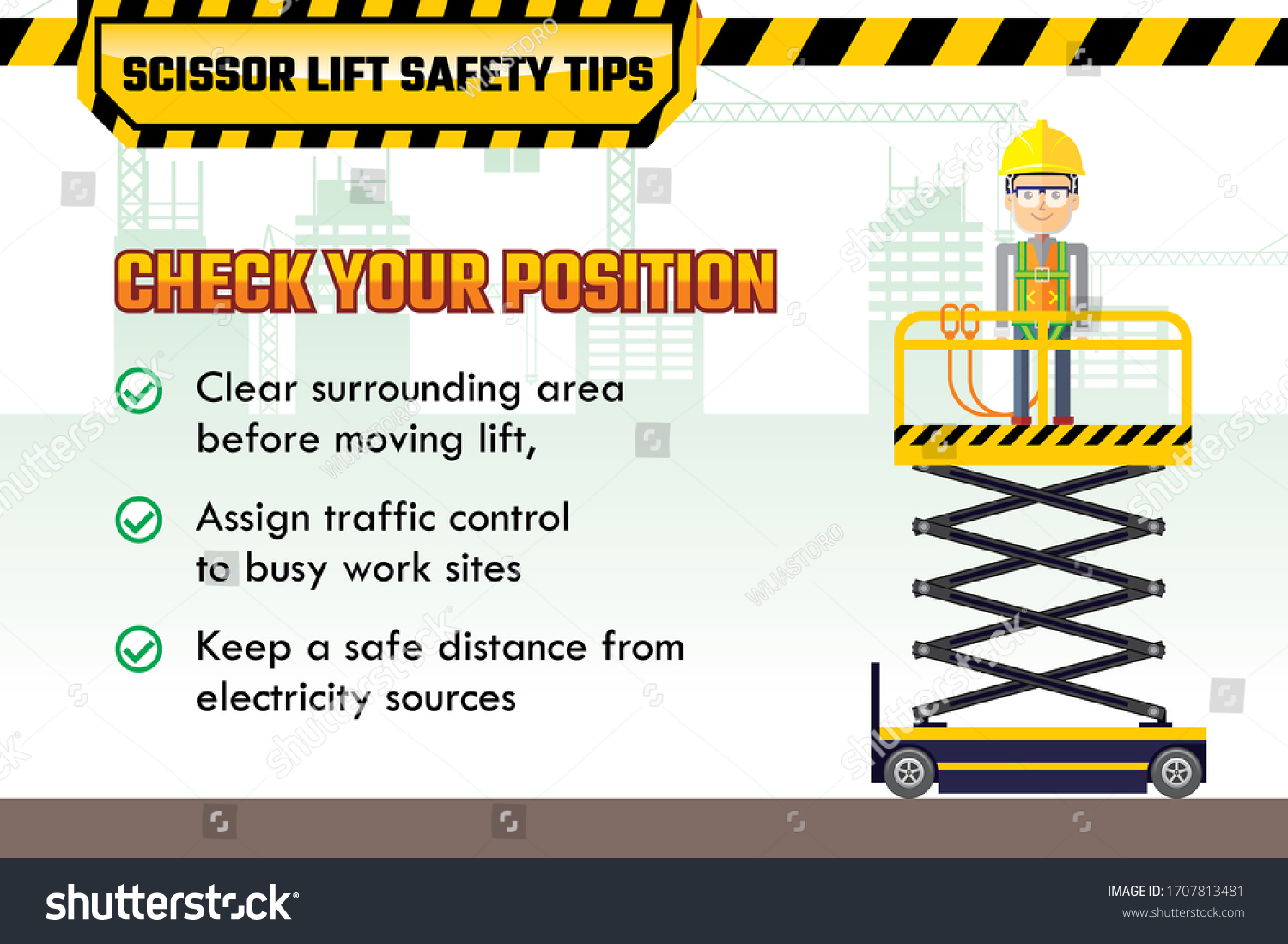 Safety Tips Before Using Scissor Lift Stock Vector (Royalty Free ...