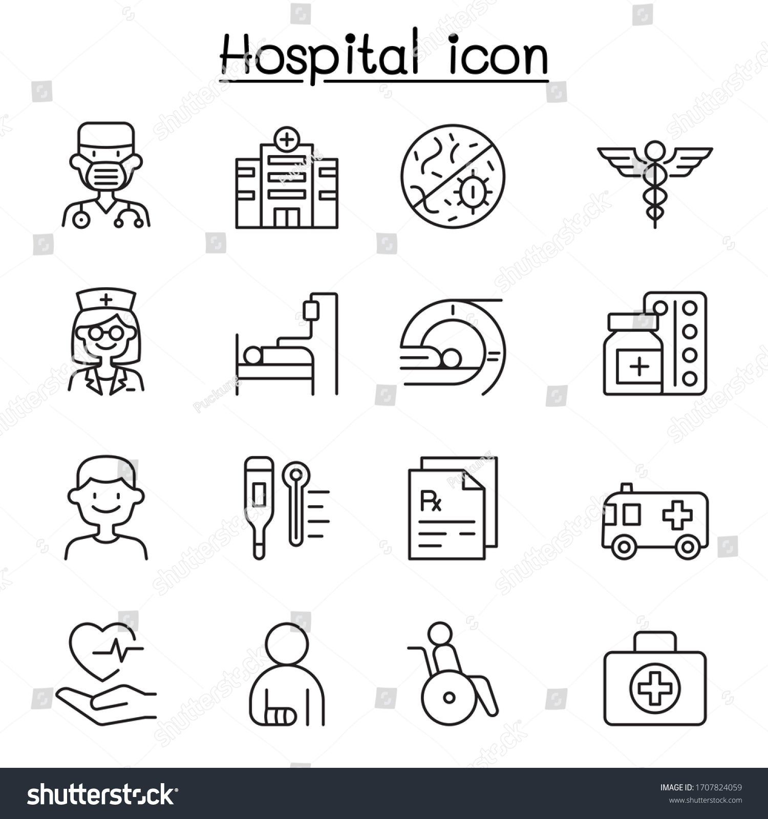 Set Hospital Related Vector Line Icons Stock Vector (Royalty Free ...