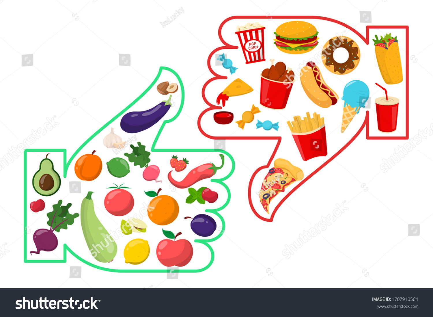 vektor-stok-healthy-vs-junk-food-vector-isolated-tanpa-royalti