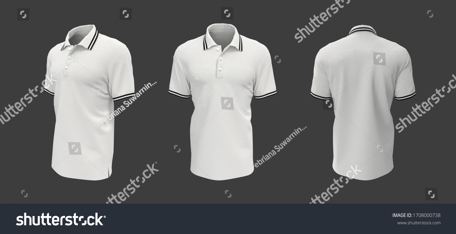 Blank White Collared Shirt Mock Template Stock Illustration 1708000738 ...