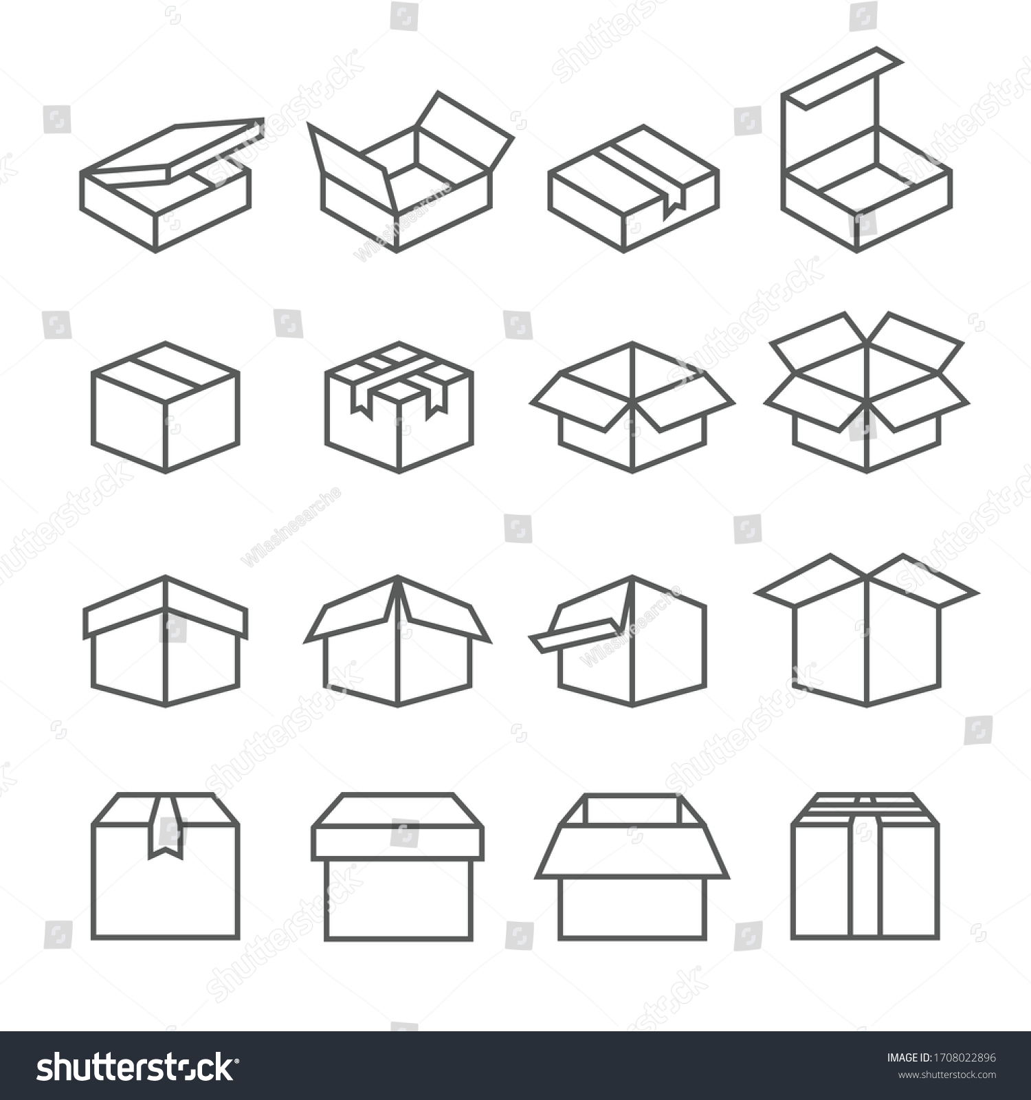 Boxes Icon Set Packaging Line Icon Stock Vector (Royalty Free ...