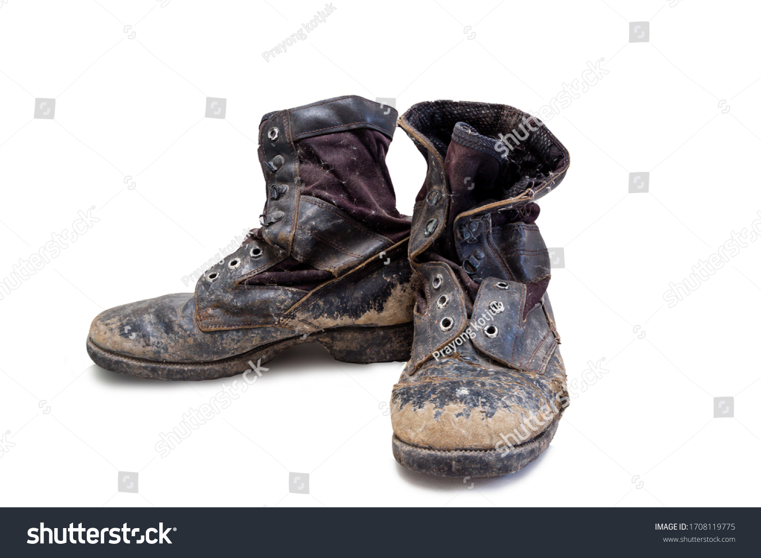 Old Torn Boots Isolated On White Stock Photo 1708119775 | Shutterstock
