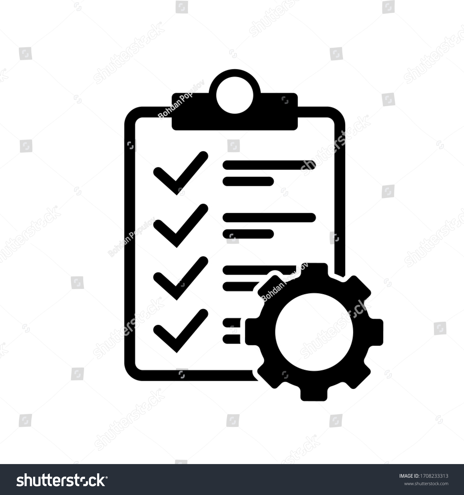 Clipboard Gear Vector Icon Project Management Stock Vector (Royalty ...