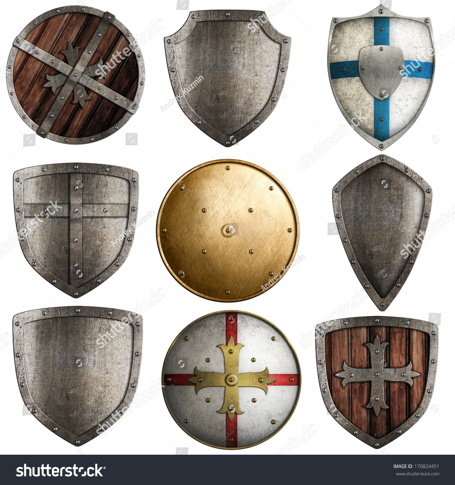 Shields Collection Isolated On White Stock Illustration 170824451 ...