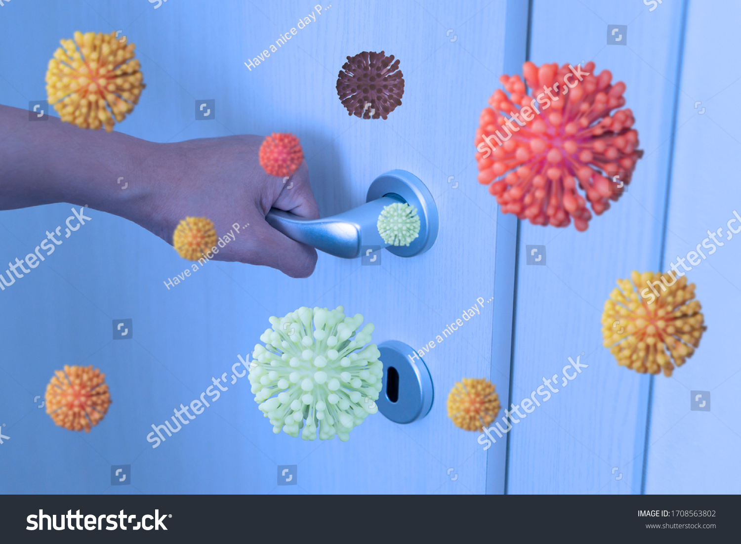 Germs on bathroom door handles