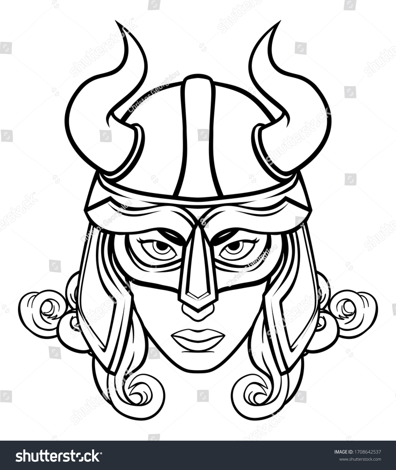 Mean Looking Viking Woman Warrior Cartoon Stock Illustration 1708642537 ...