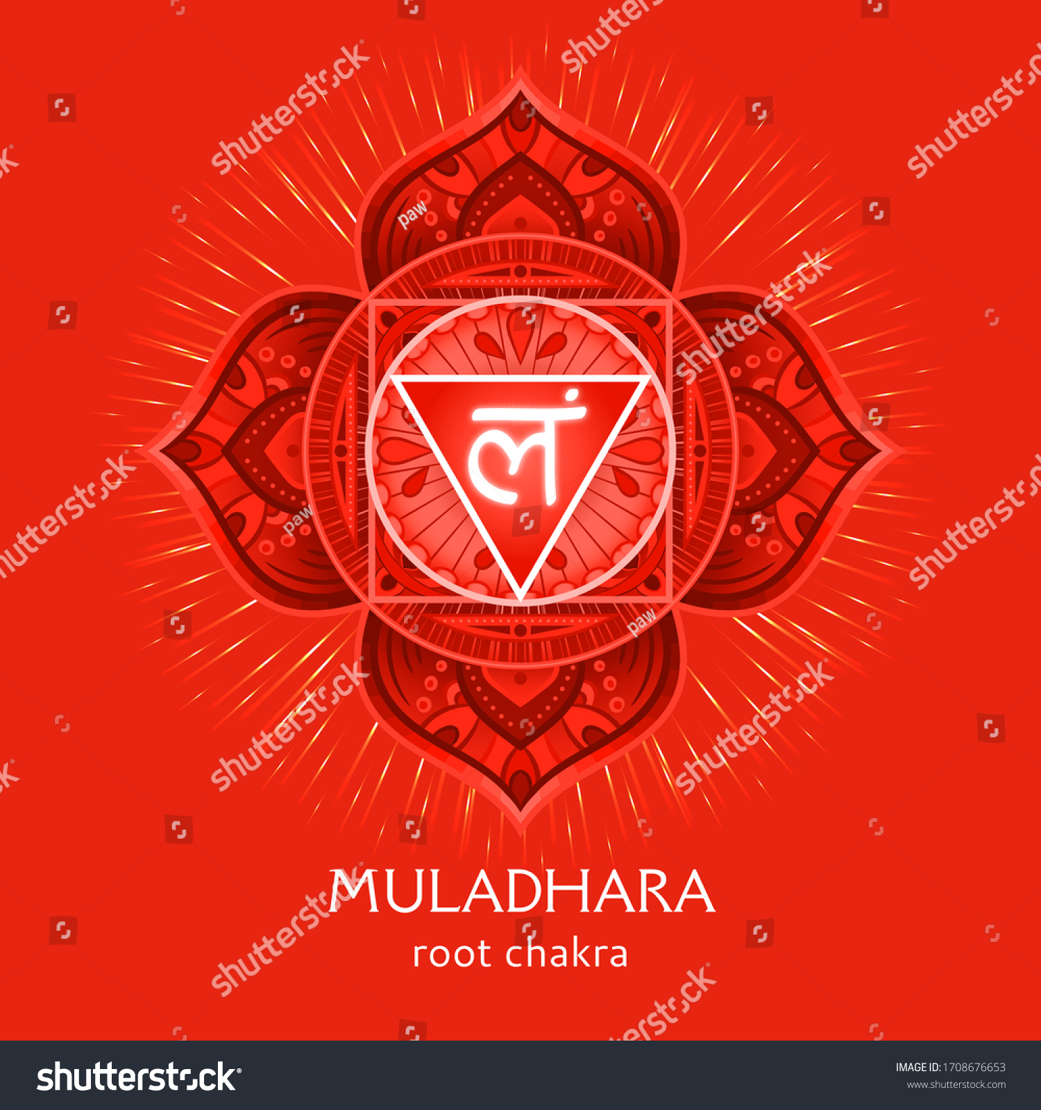 Muladhara Root Chakra Symbol Colorful Mandala Stock Vector (Royalty ...