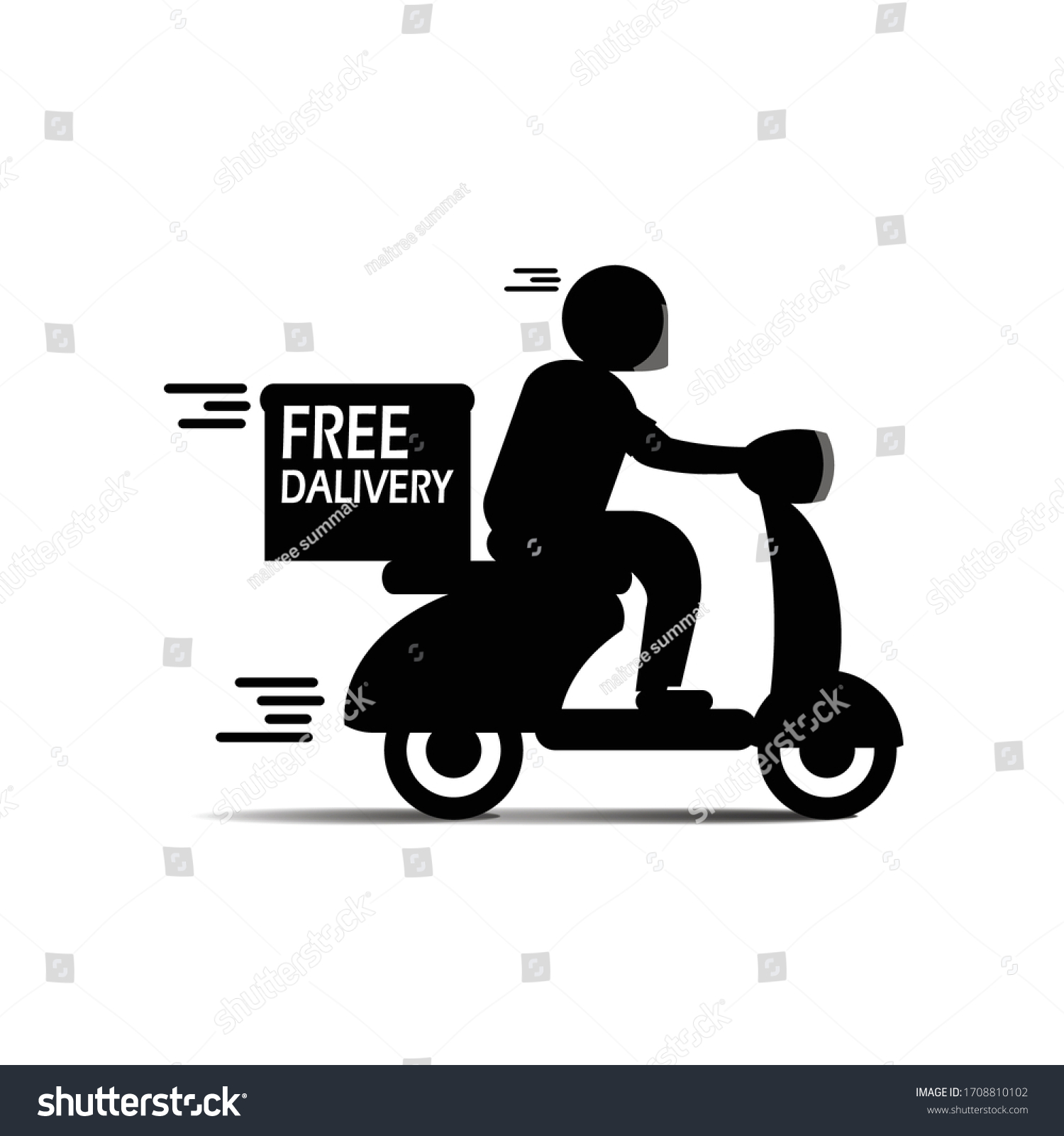 Free Delivery Icon By Motorcycle Black Stock Vector (Royalty Free ...