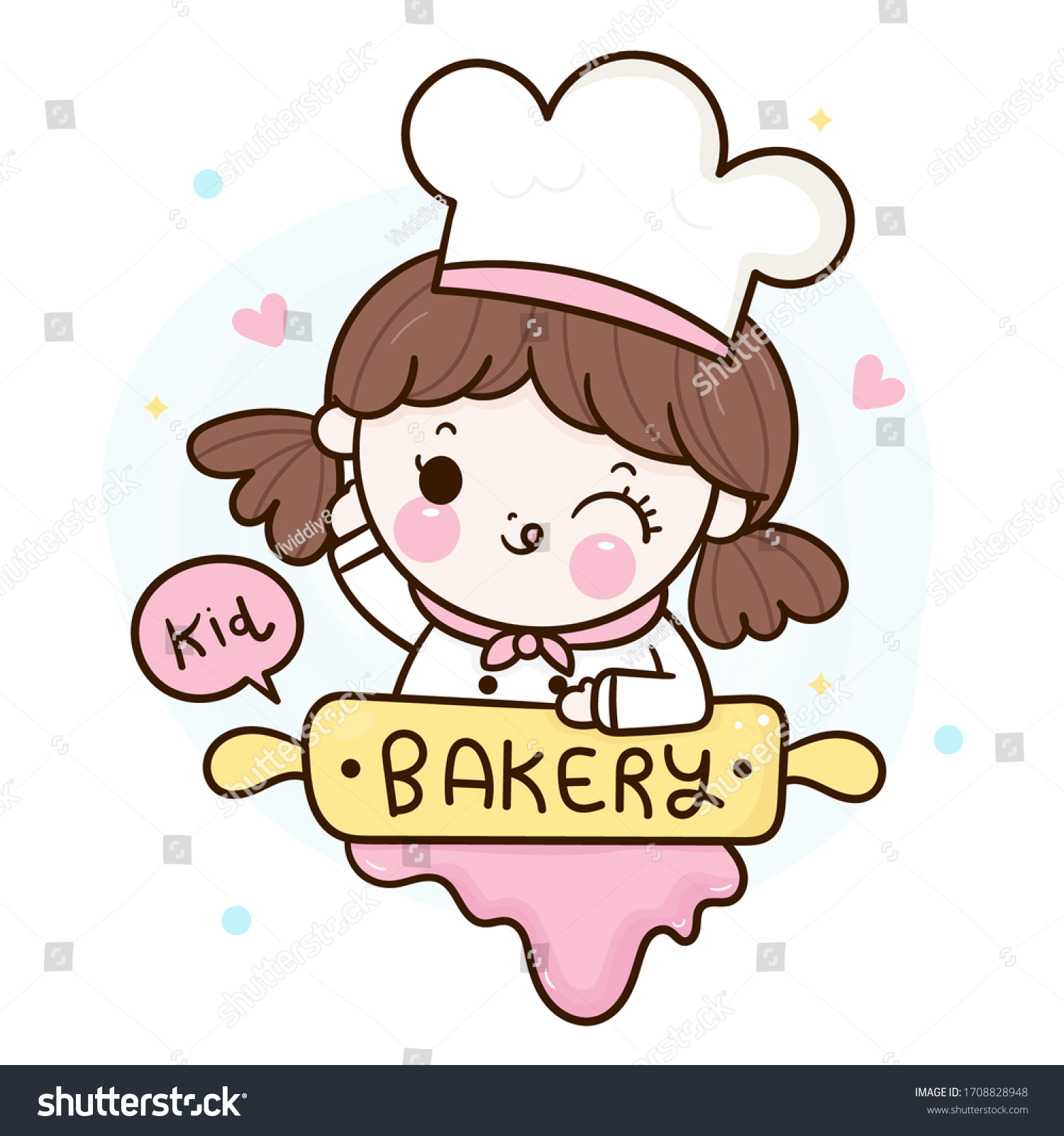 Cute Girl Vector Kawaii Bakery Shop Stock Vector (Royalty Free ...