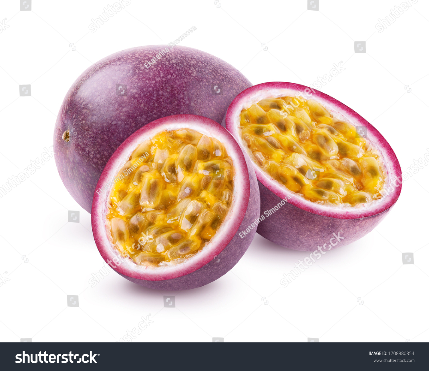 Passion Fruit Isolated Whole Passionfruit Two Stock Photo 1708880854 ...