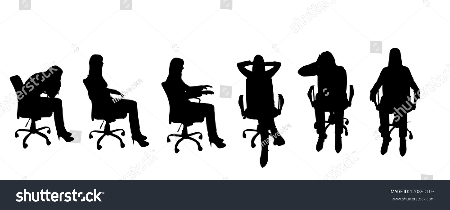 Vector Black Silhouette Office On White Stock Vector (Royalty Free ...