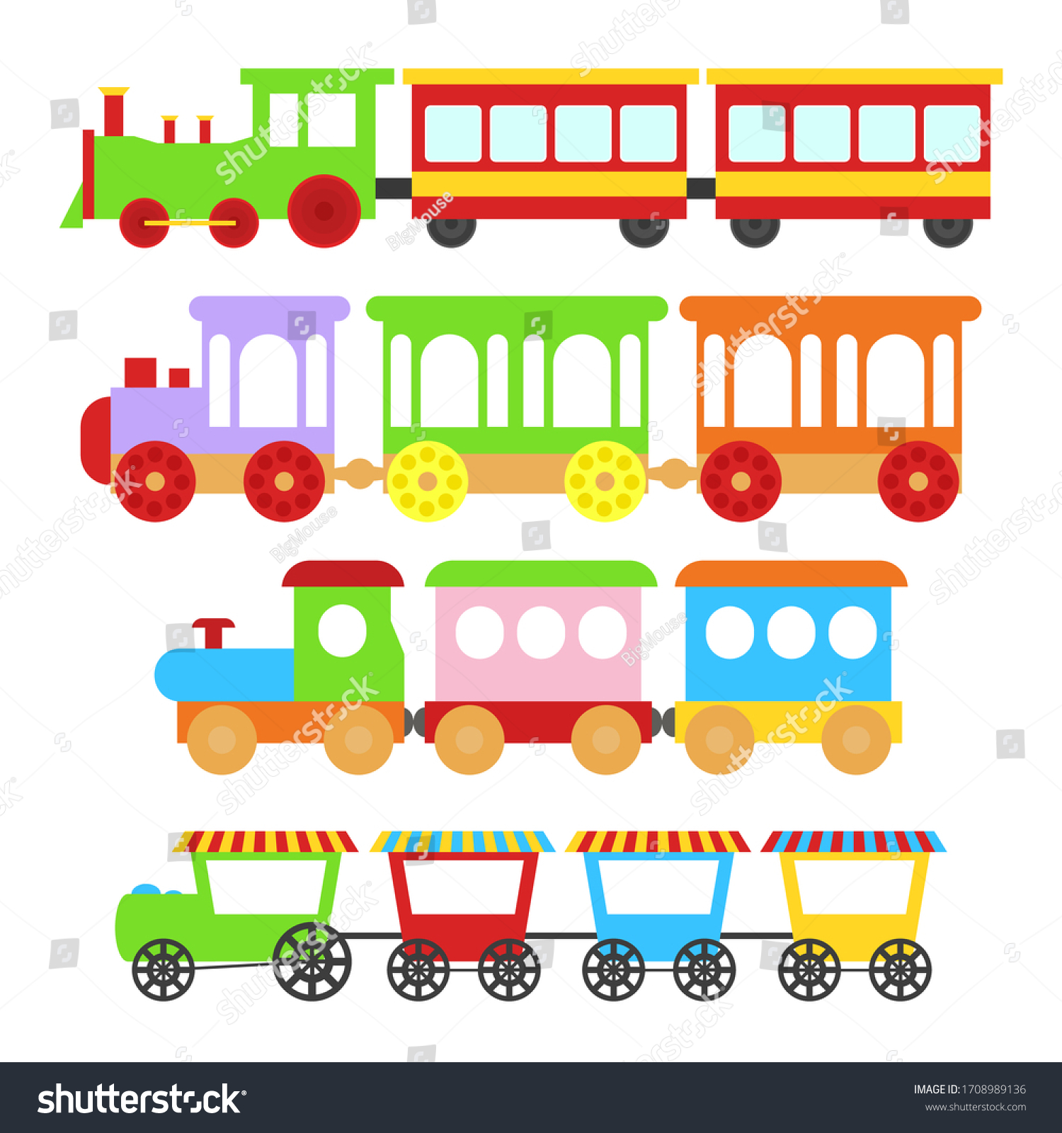 Cartoon Color Train Toy Children Set Stock Vector (Royalty Free ...