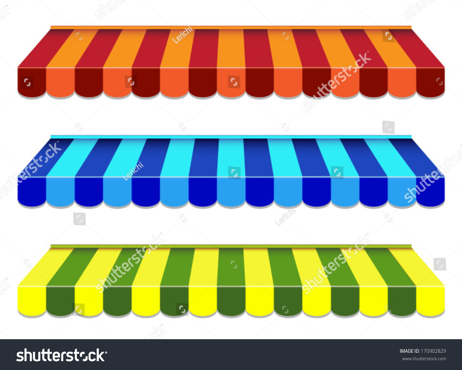 Set Striped Awnings Stock Vector Royalty Free 170902829 Shutterstock