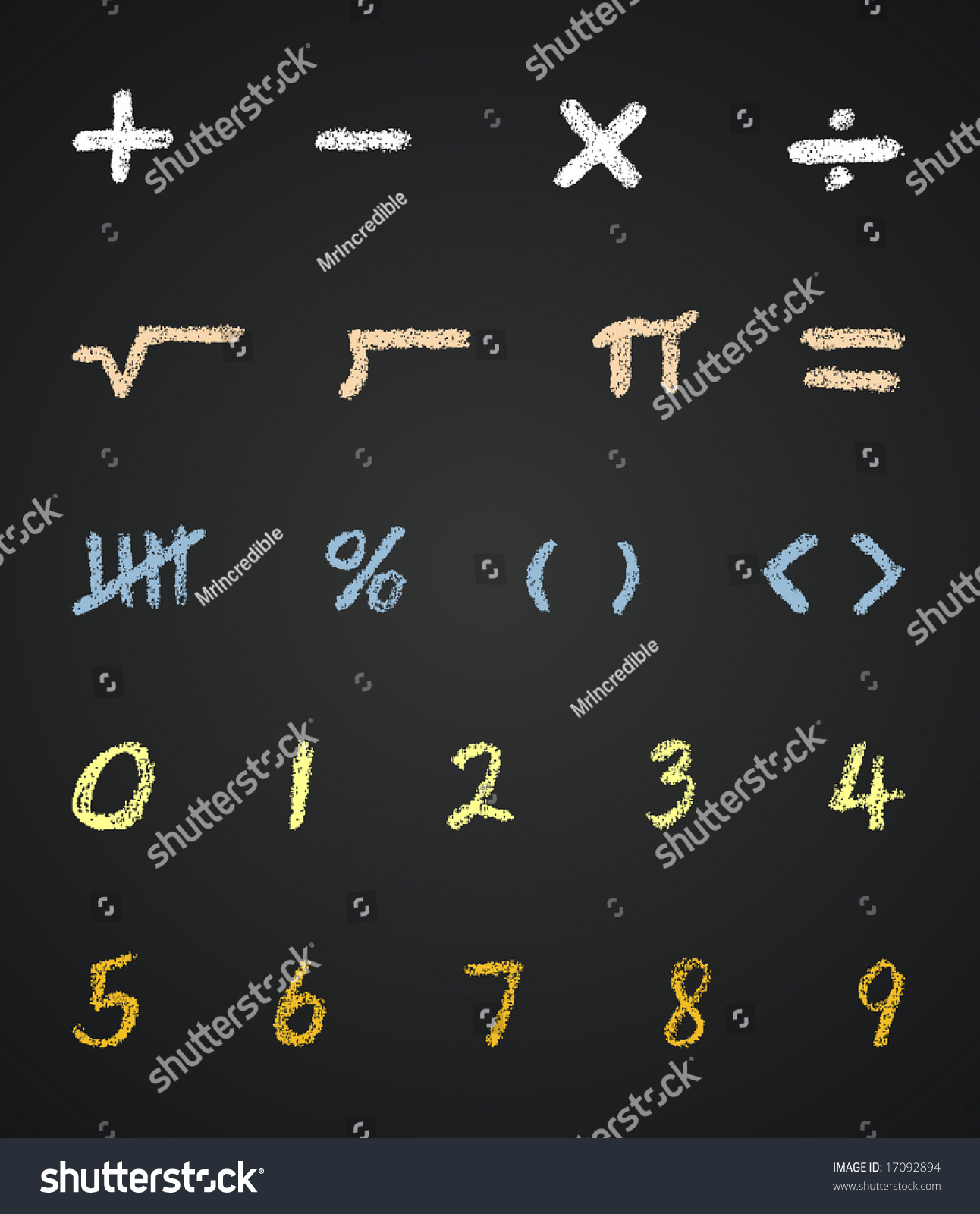 Chalk Vector Math Symbols Numbers Stock Vector Royalty Free 17092894