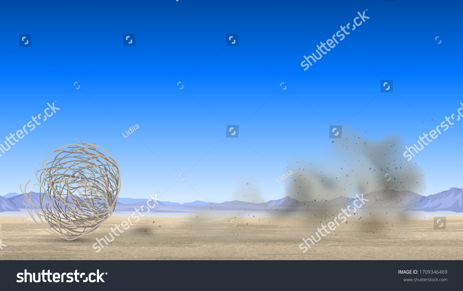 Жара и перекати поле в пустыне