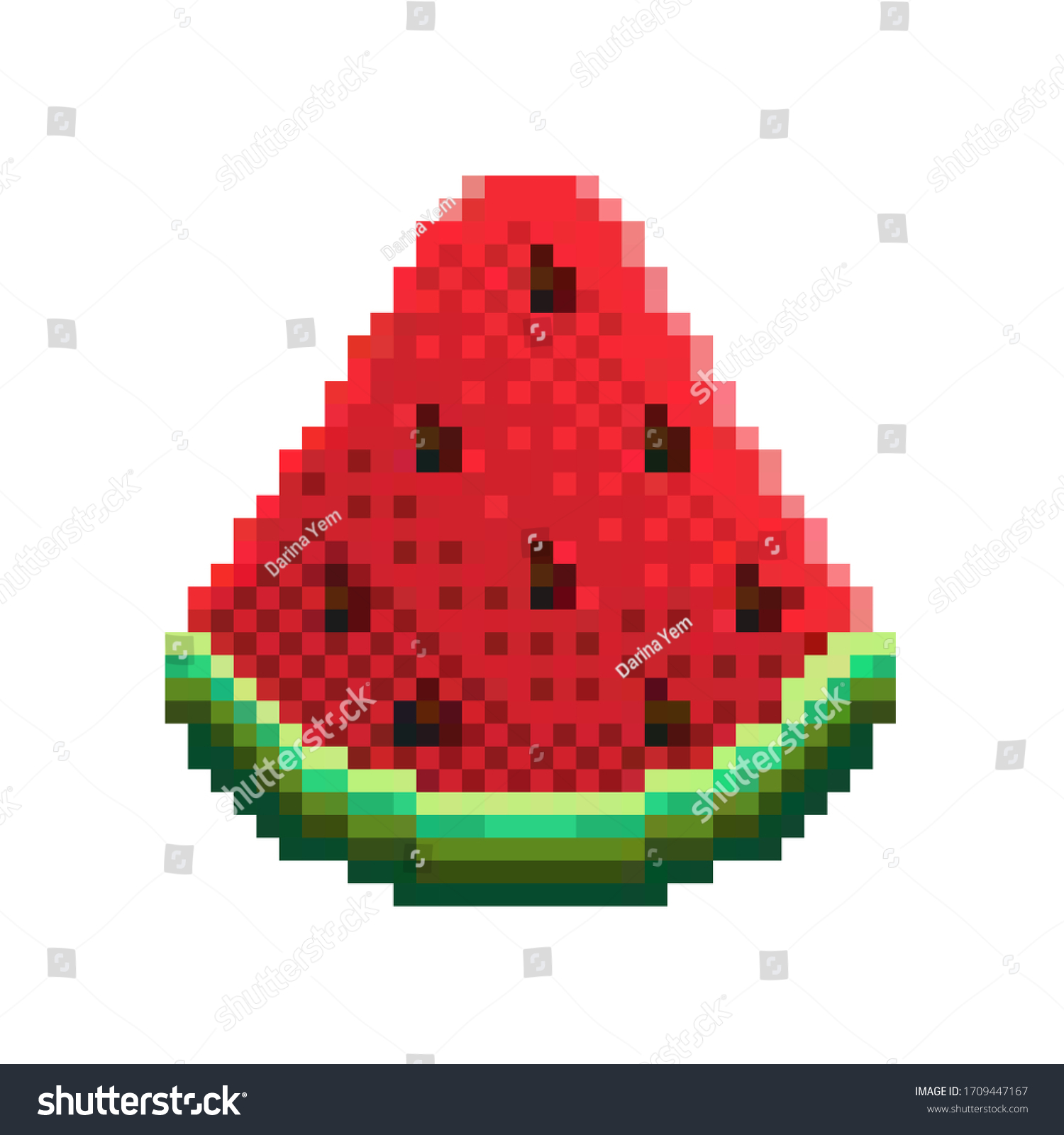 Pixel Art Watermelon Icon 32x32 Vector Stock Vector (Royalty Free ...