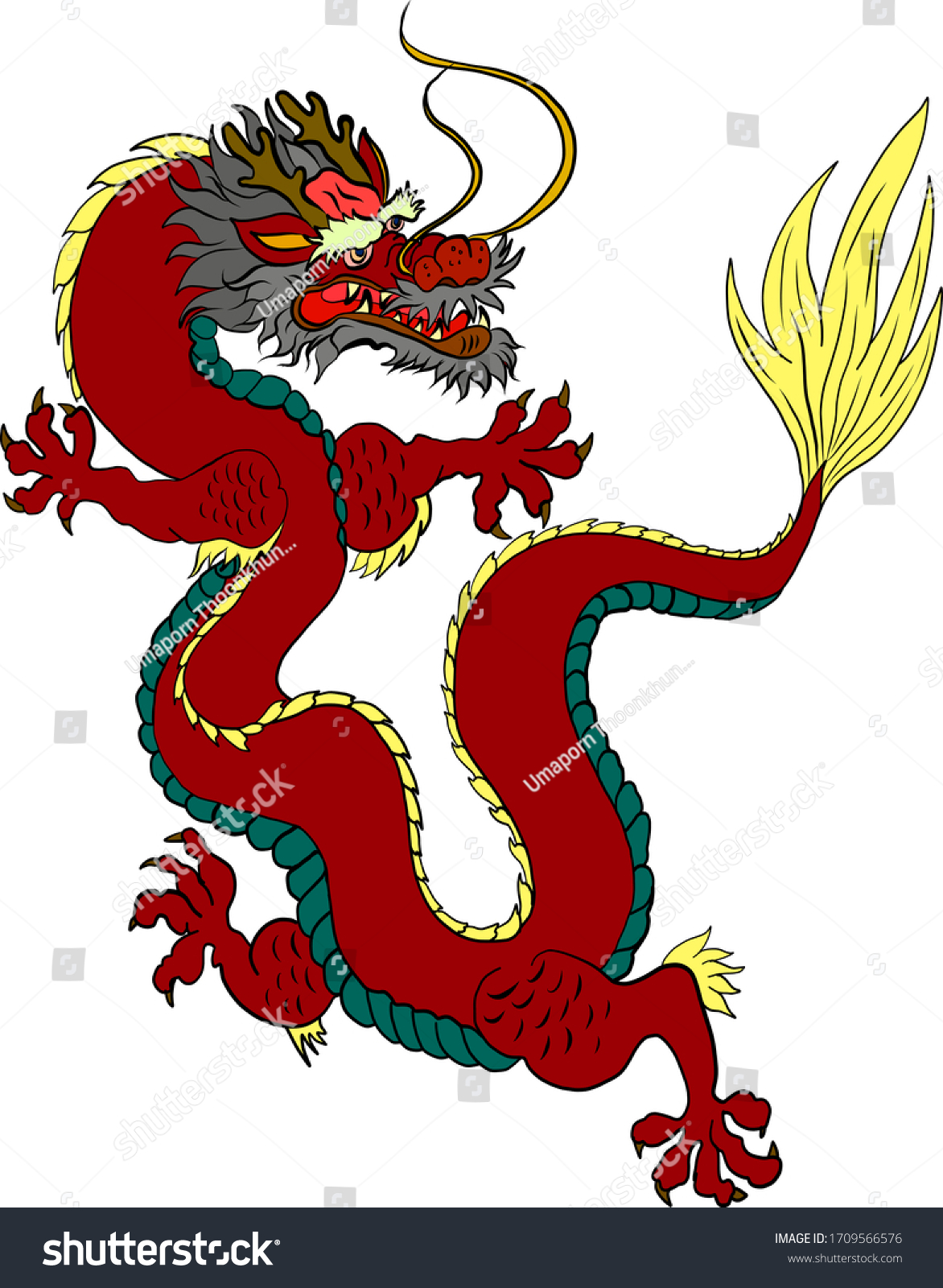 Traditional Chinese Dragon Tattoo Stickers Designjapanese Stock Vector ...