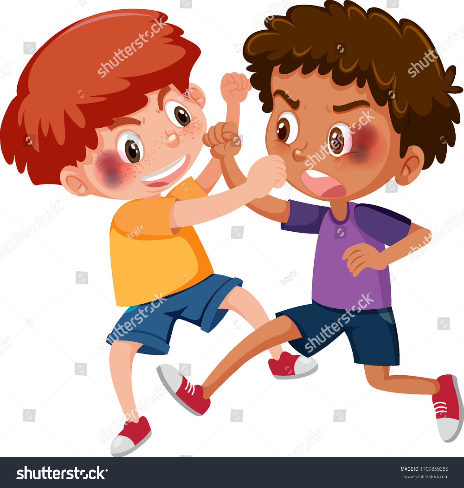 Two Little Boys Fighting On White Stock Vector (Royalty Free ...