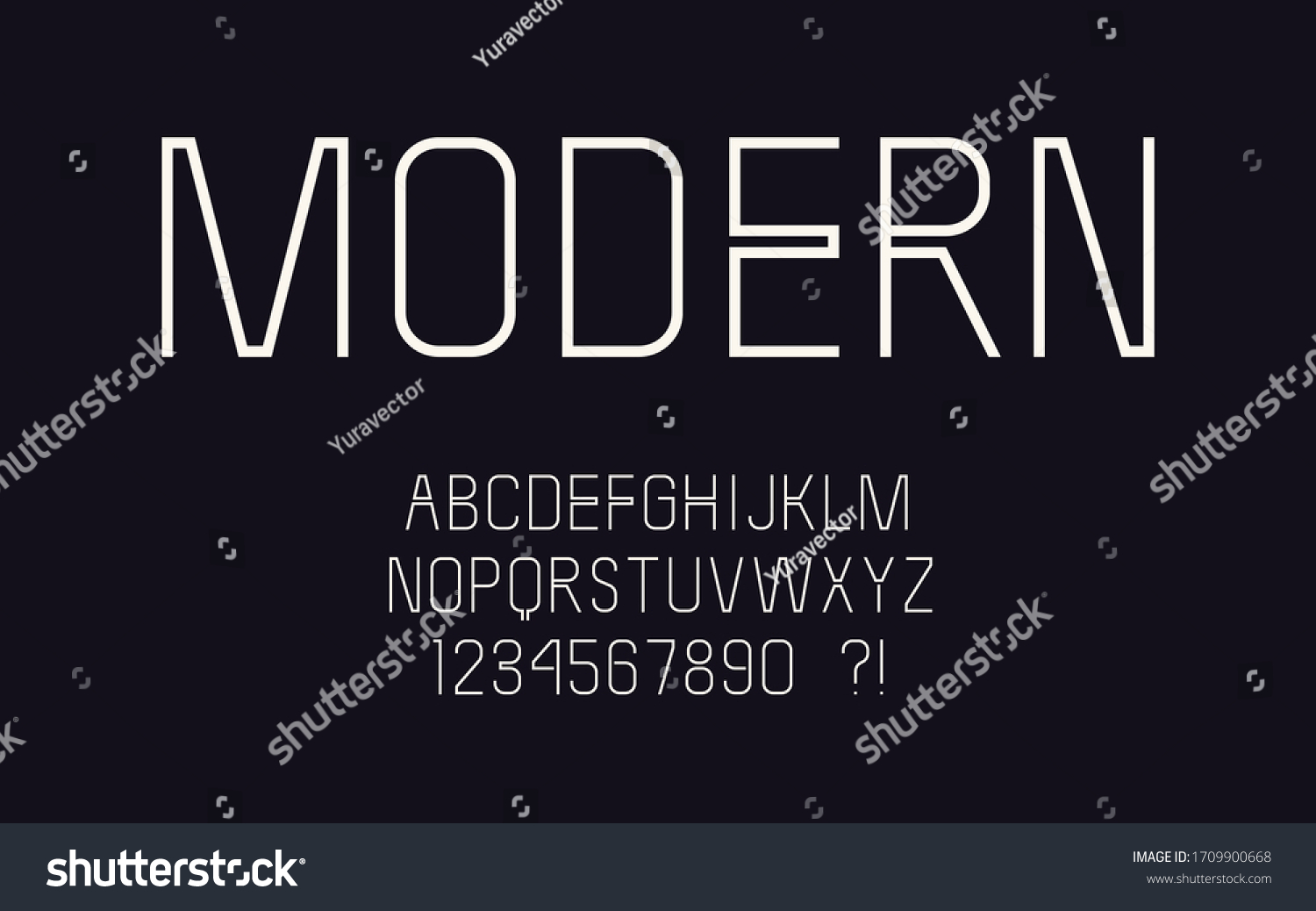 Geometric Font Thin Letters Numbers Modern Stock Vector (Royalty Free ...