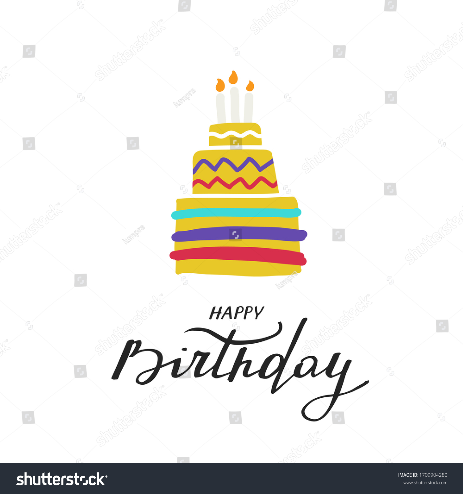 Happy Birthday Greeting Card Template Flat Stock Vector (Royalty Free ...