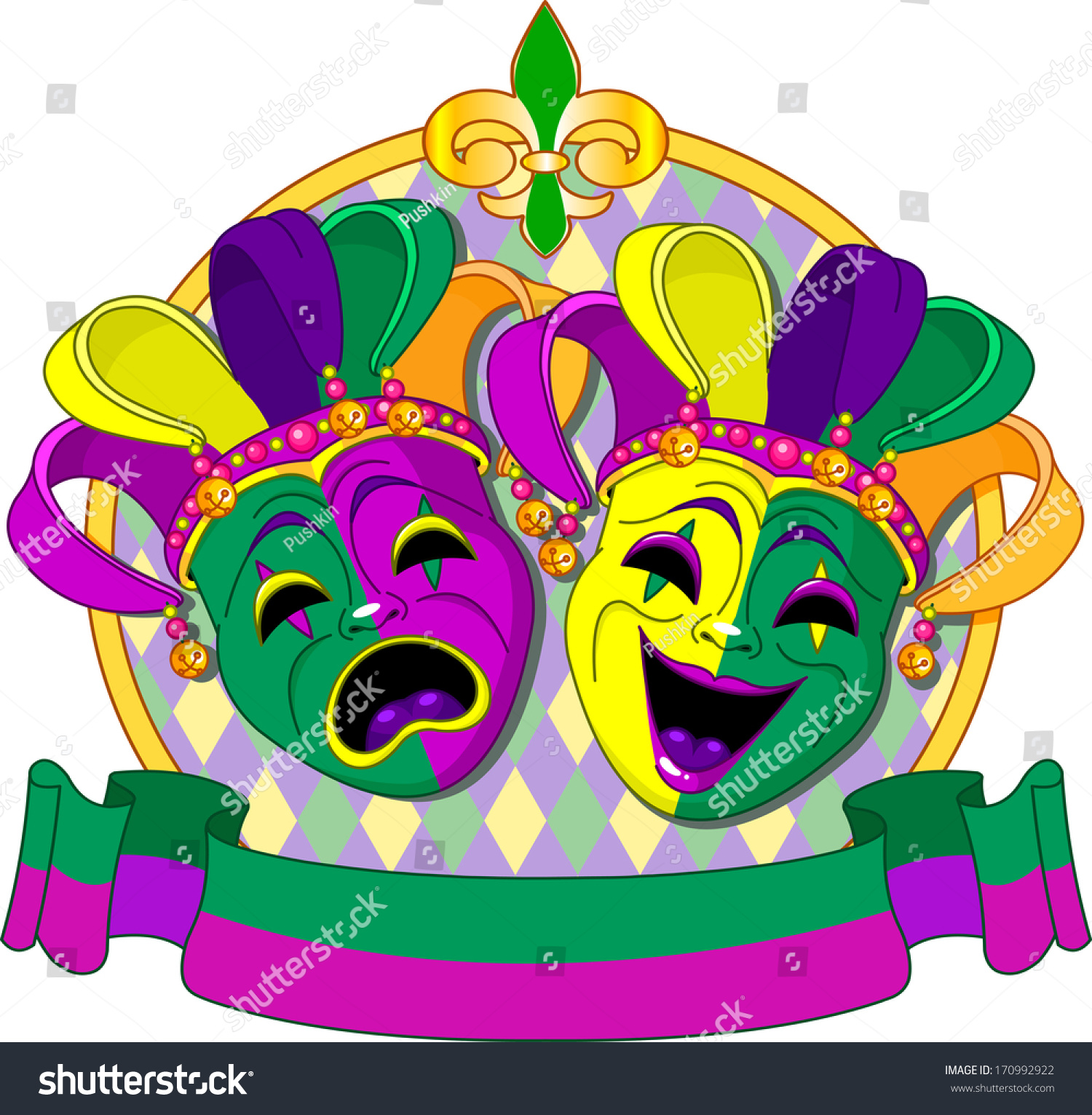 Mardi Gras Comedy Tragedy Masks Design Stock Illustration 170992922 ...