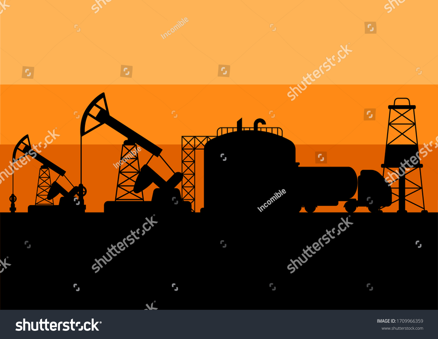 Illustration Oil Production Industrial Business Landscape Stock Vector ...