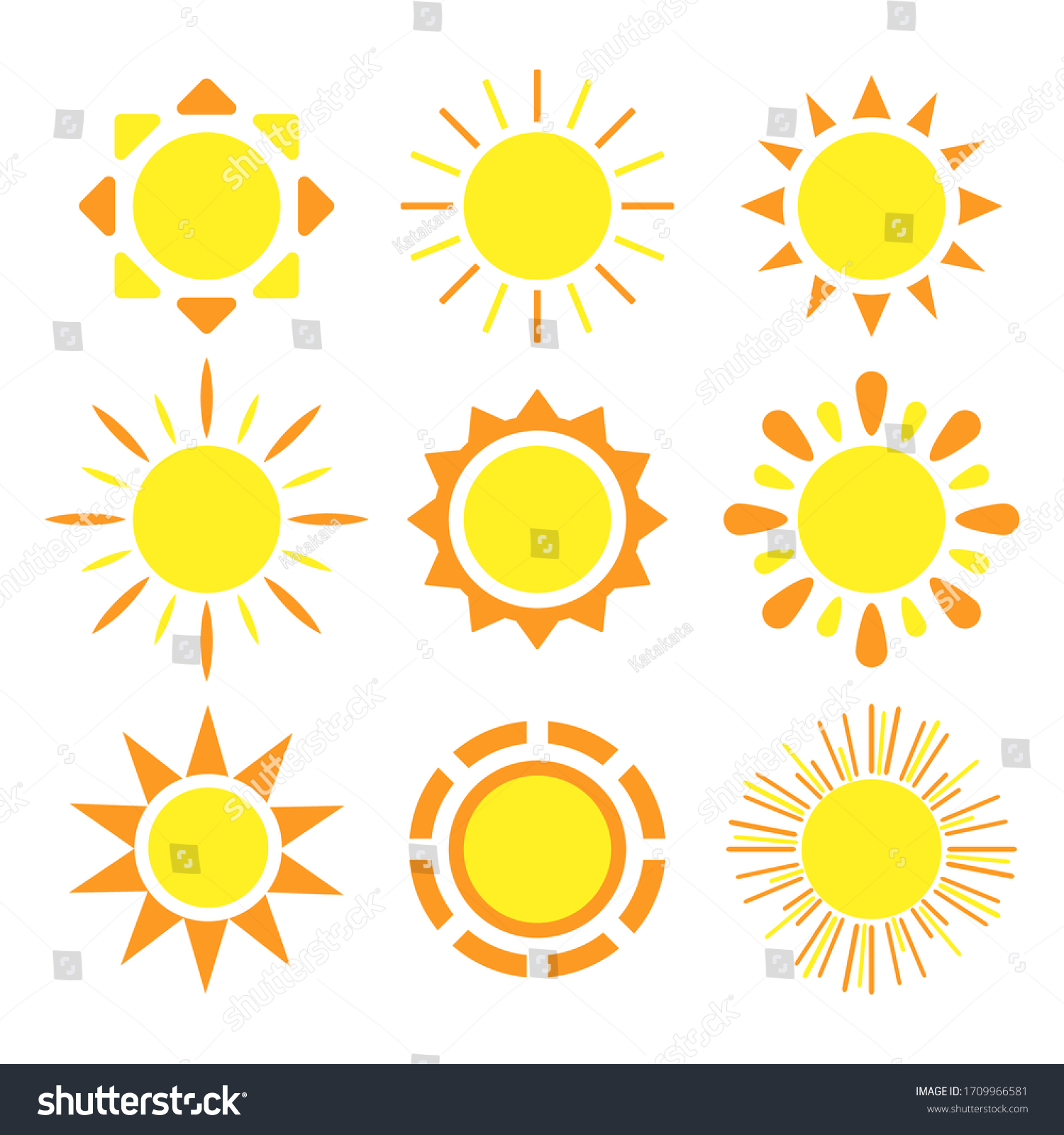 Sun Icon Set Elements Weather Design Stock Vector (Royalty Free ...