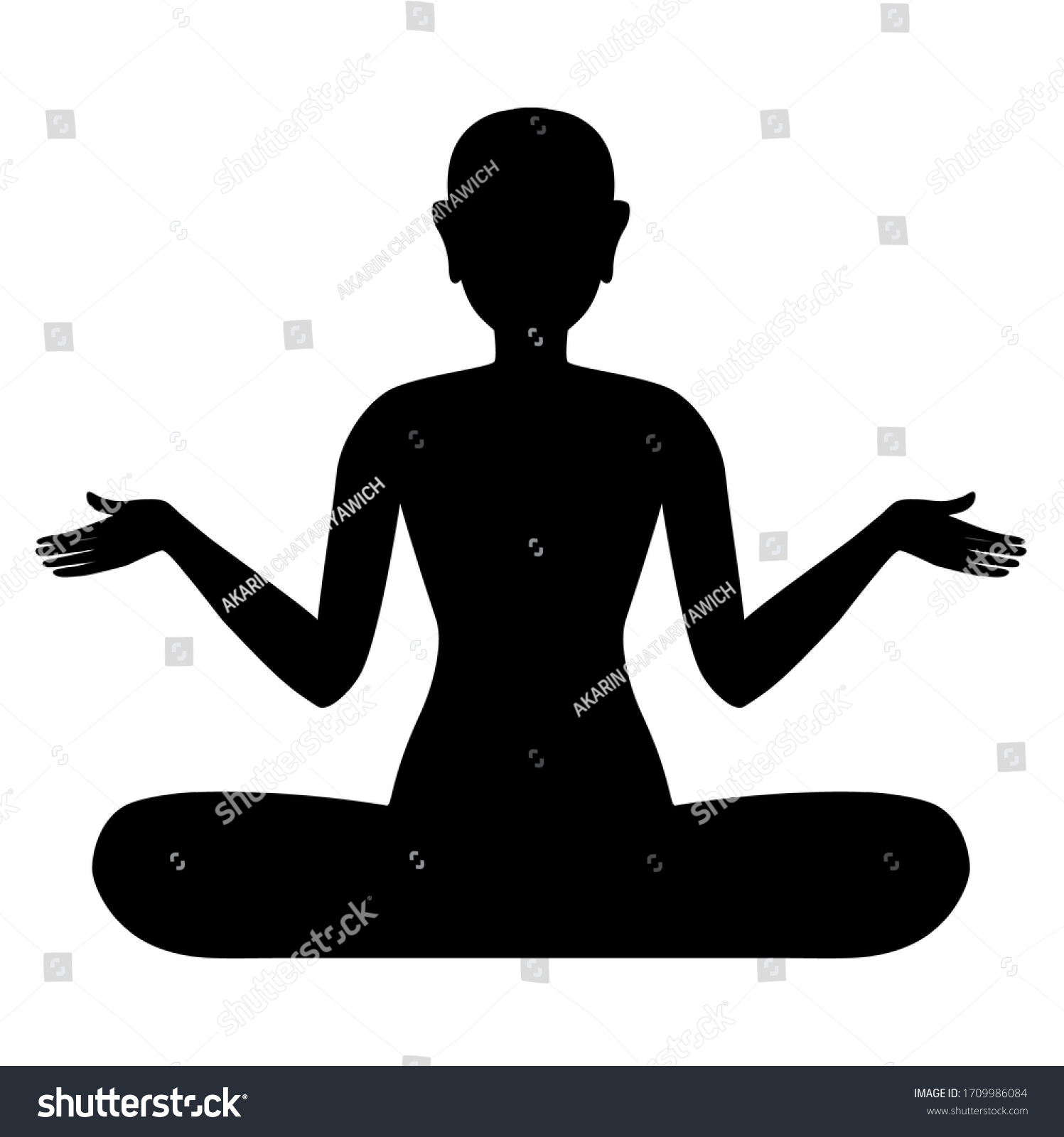 Meditation Silhouette Yoga Icon Template Color Stock Vector (Royalty ...