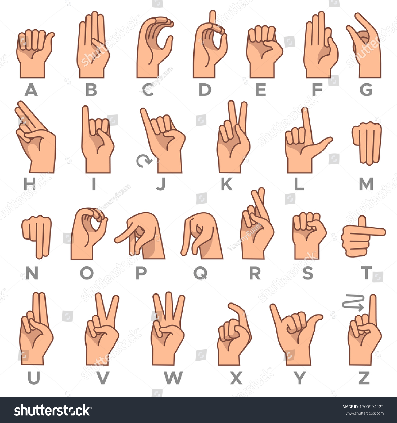 Deafmute Language American Deaf Mute Hand Stock Vector (Royalty Free ...