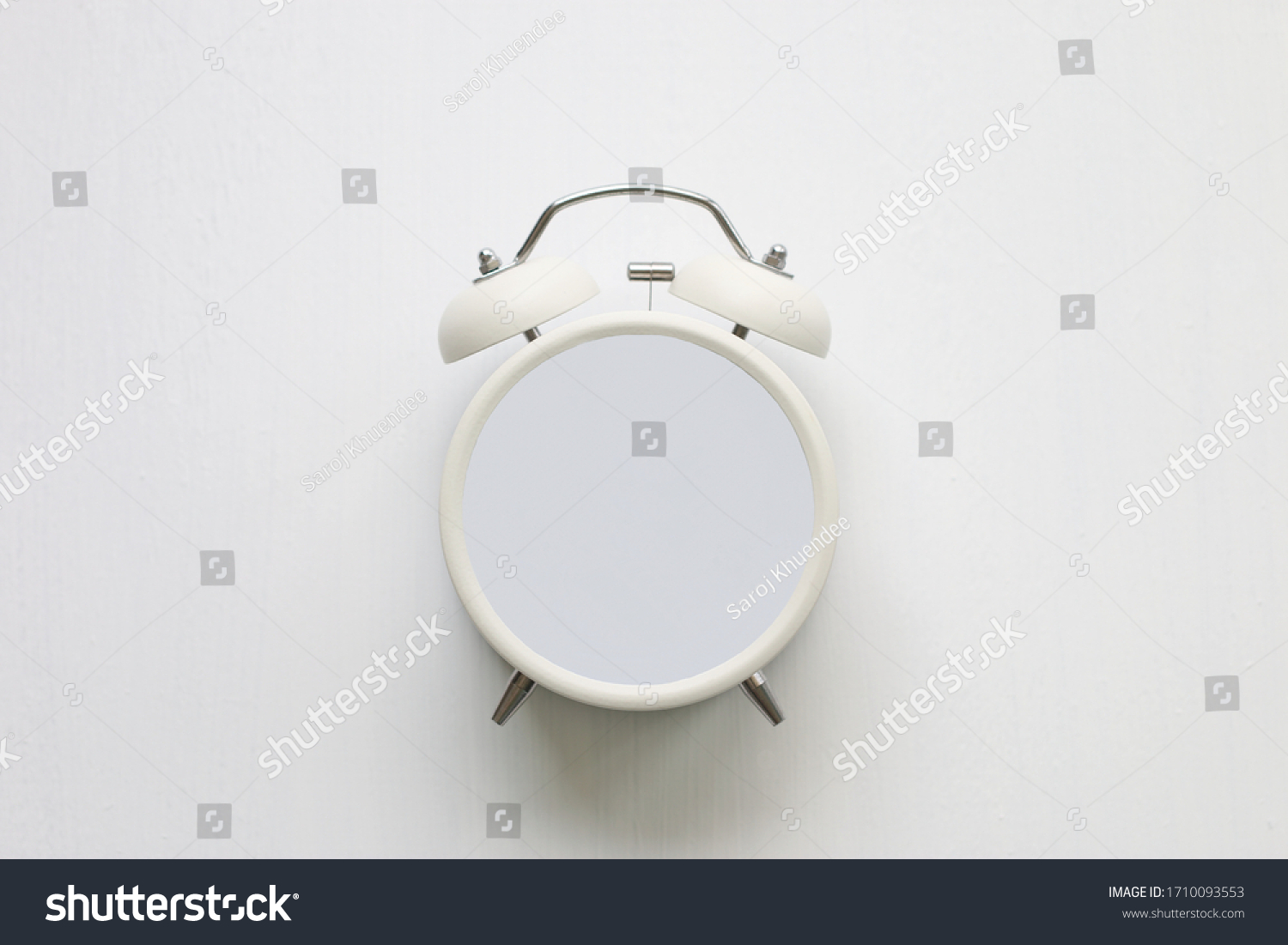 White Alarm Clock Without Hands On Stock Photo 1710093553 | Shutterstock