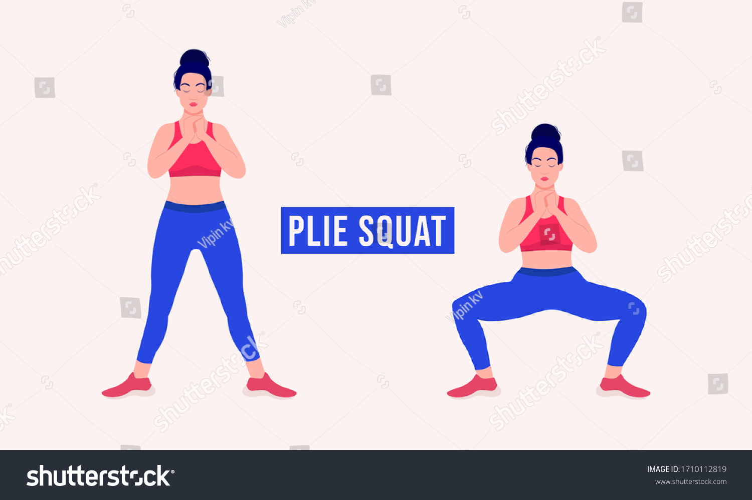 Girl Doing Plie Squat Exercise Woman Stock Vector Royalty Free 1710112819 Shutterstock 8268