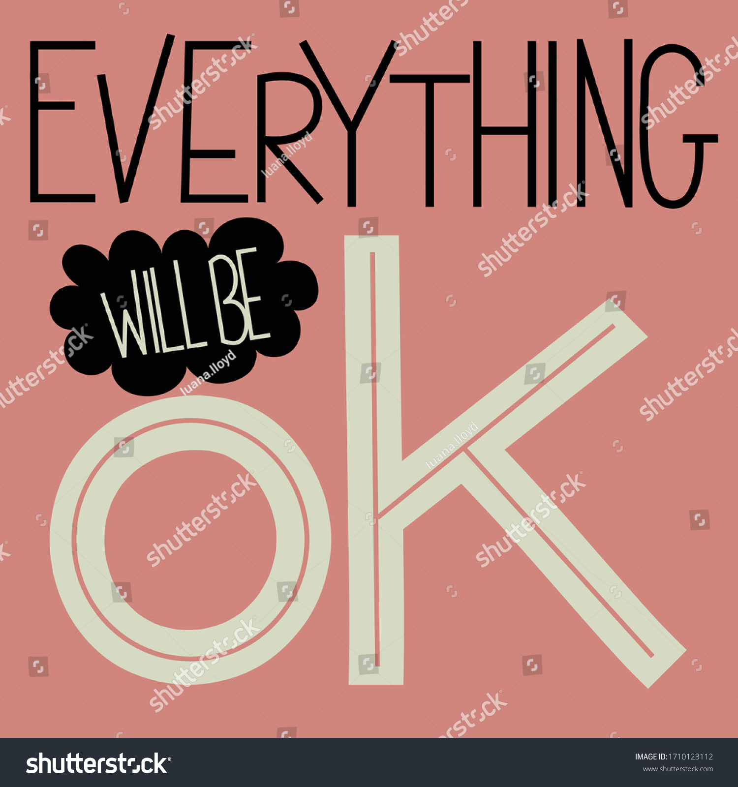 Everything Will Be Ok Modern Font Stock Vector (Royalty Free