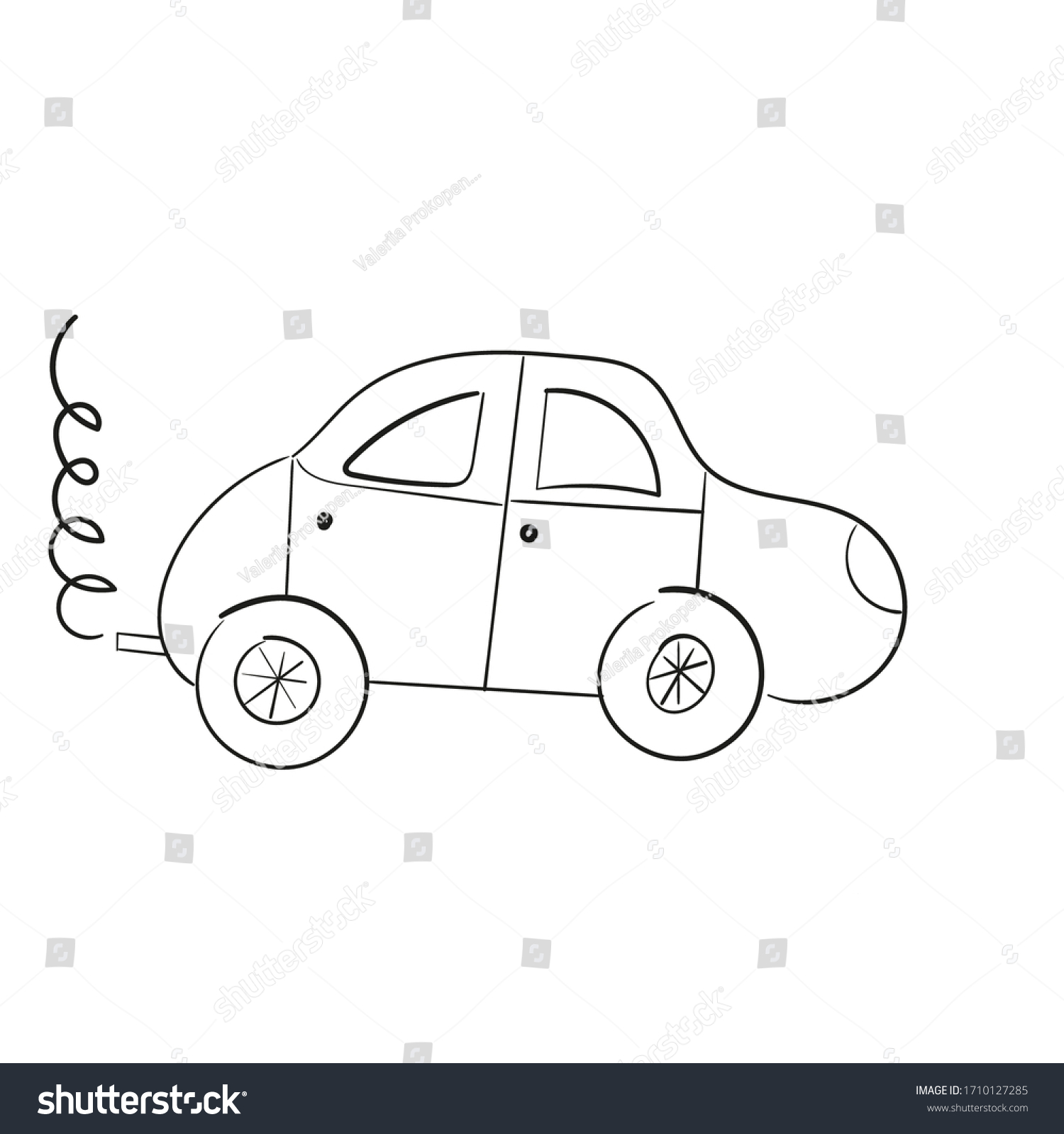 Stock Vector Handdrawn Illustration Black Car Stock Vector (Royalty ...