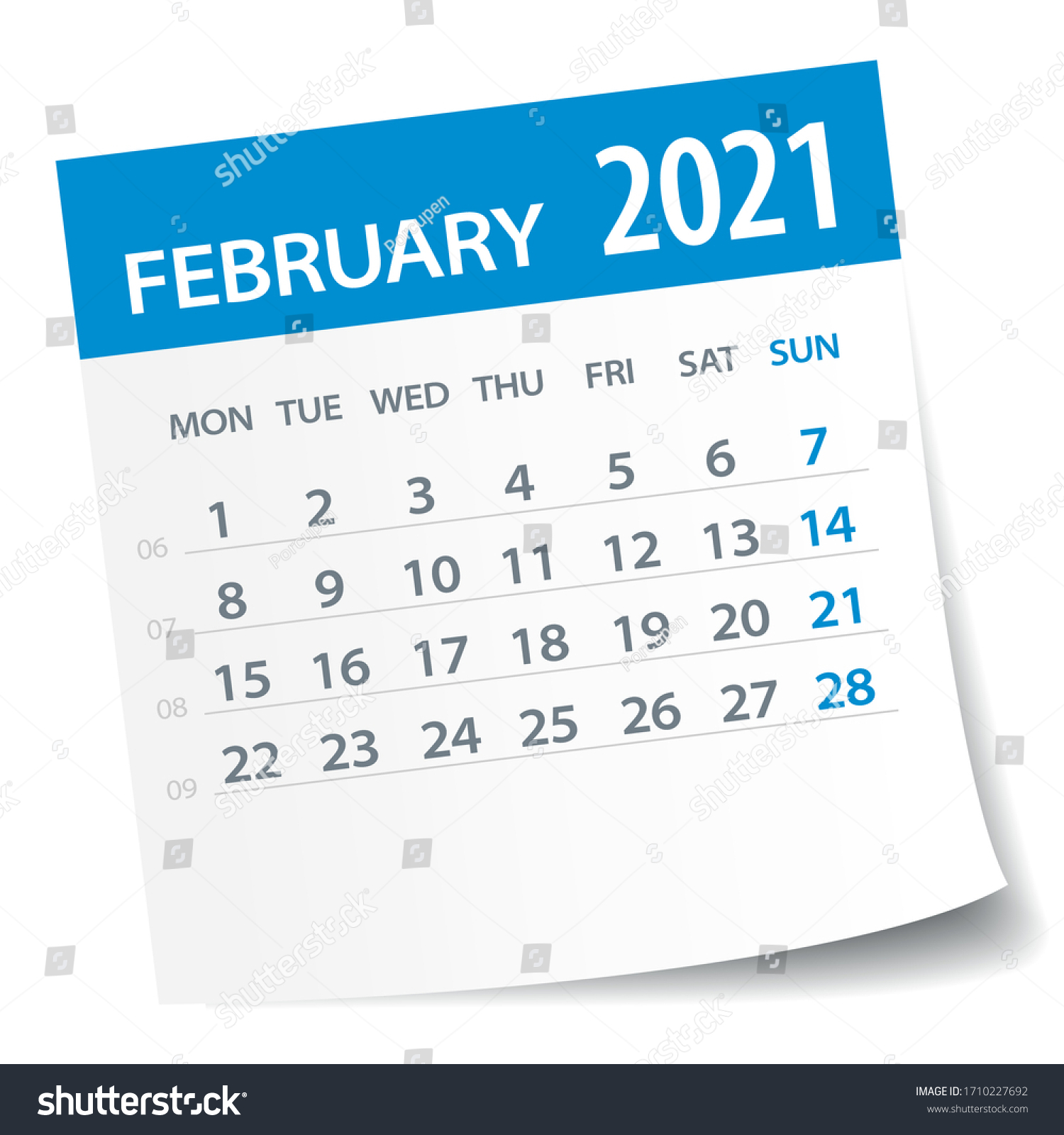 February 2021 Calendar Leaf Illustration Vector Stock Vector (Royalty ...