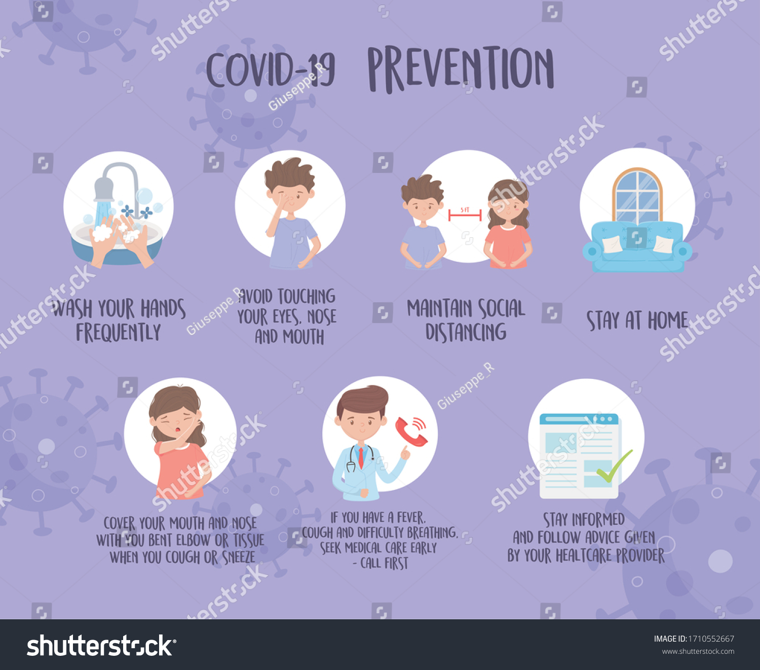 Covid 19 Pandemic Prevention Avoid Protect Stock Vector (Royalty Free ...