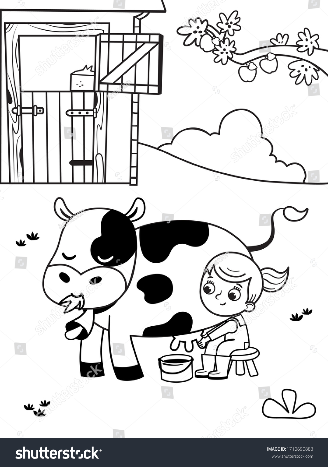 girl farmer coloring page