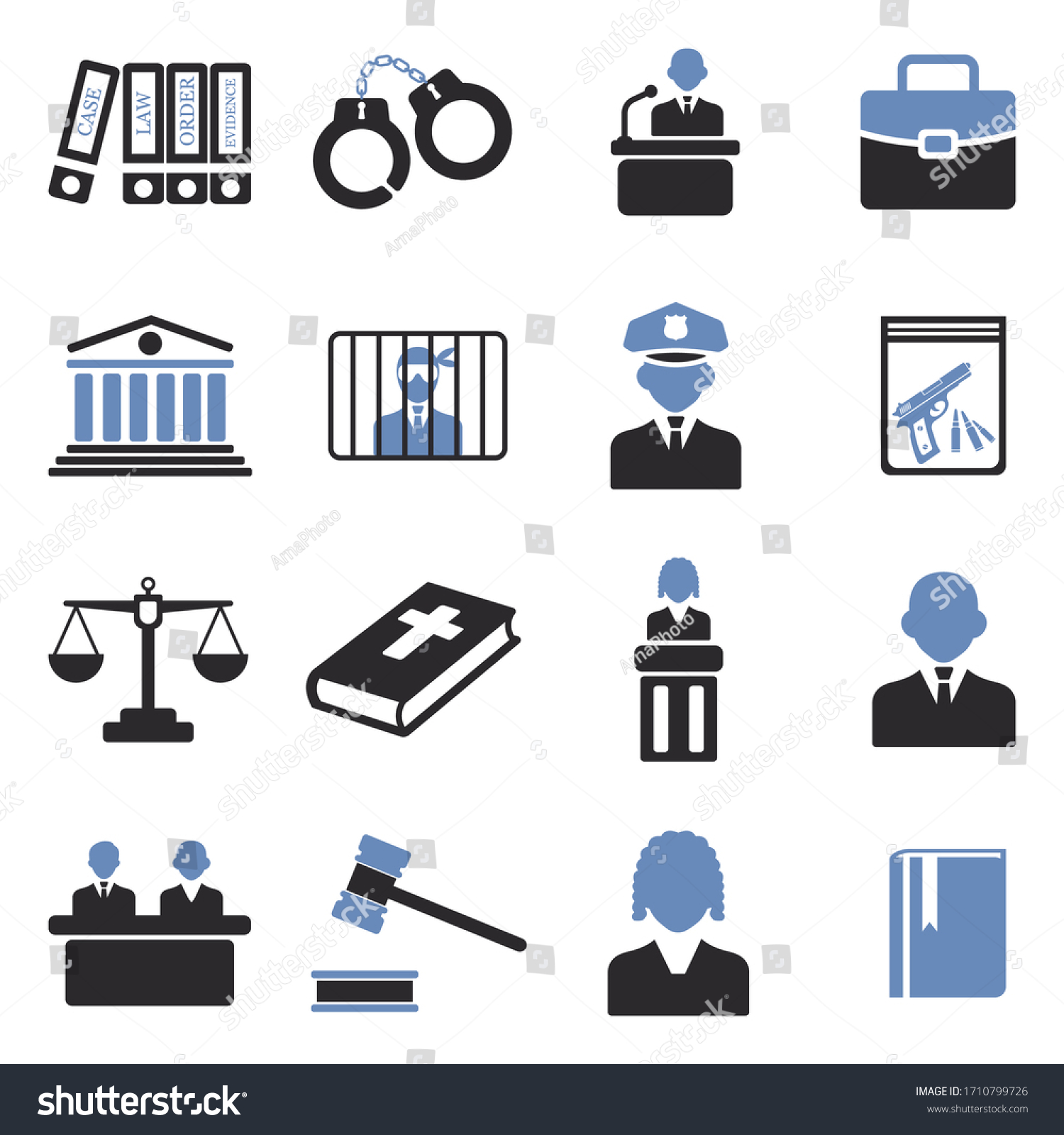 Law Icons Two Tone Flat Design Stock Vector (Royalty Free) 1710799726 ...