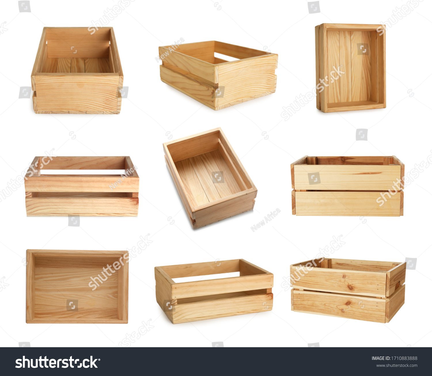 Set Wooden Crates On White Background Stock Photo 1710883888 Shutterstock   Stock Photo Set Of Wooden Crates On White Background 1710883888 