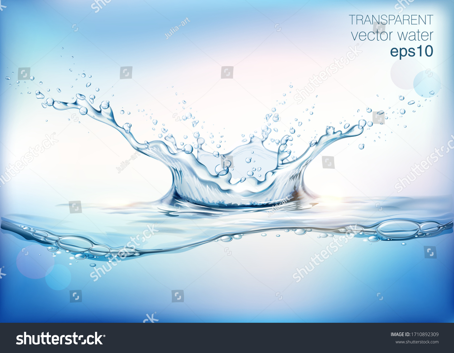 Blue Transparent Water Splashes Drops Realistic Stock Vector (Royalty ...