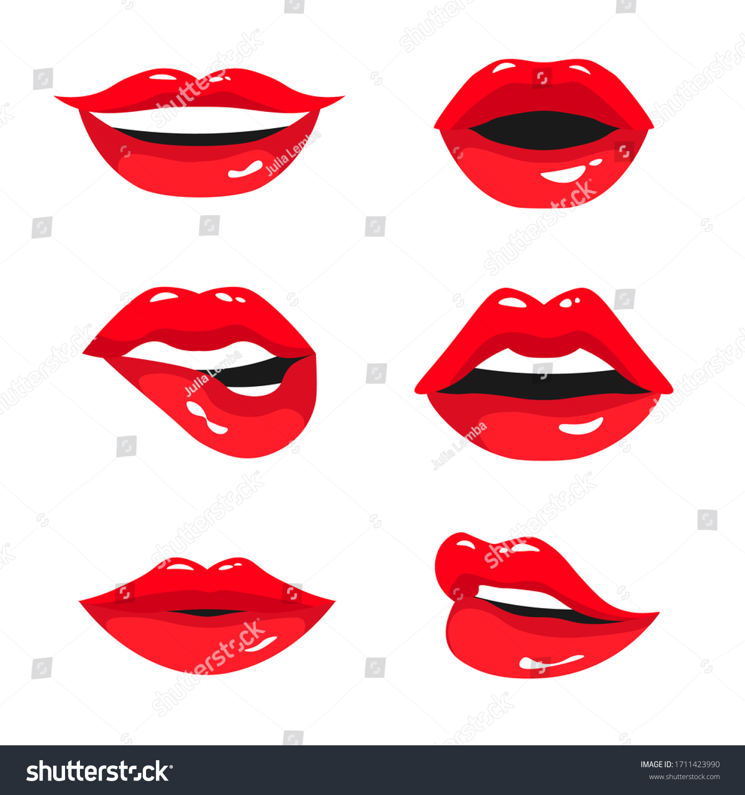 Red Female Lips Collection Set Sexy Stock Vector Royalty Free Shutterstock