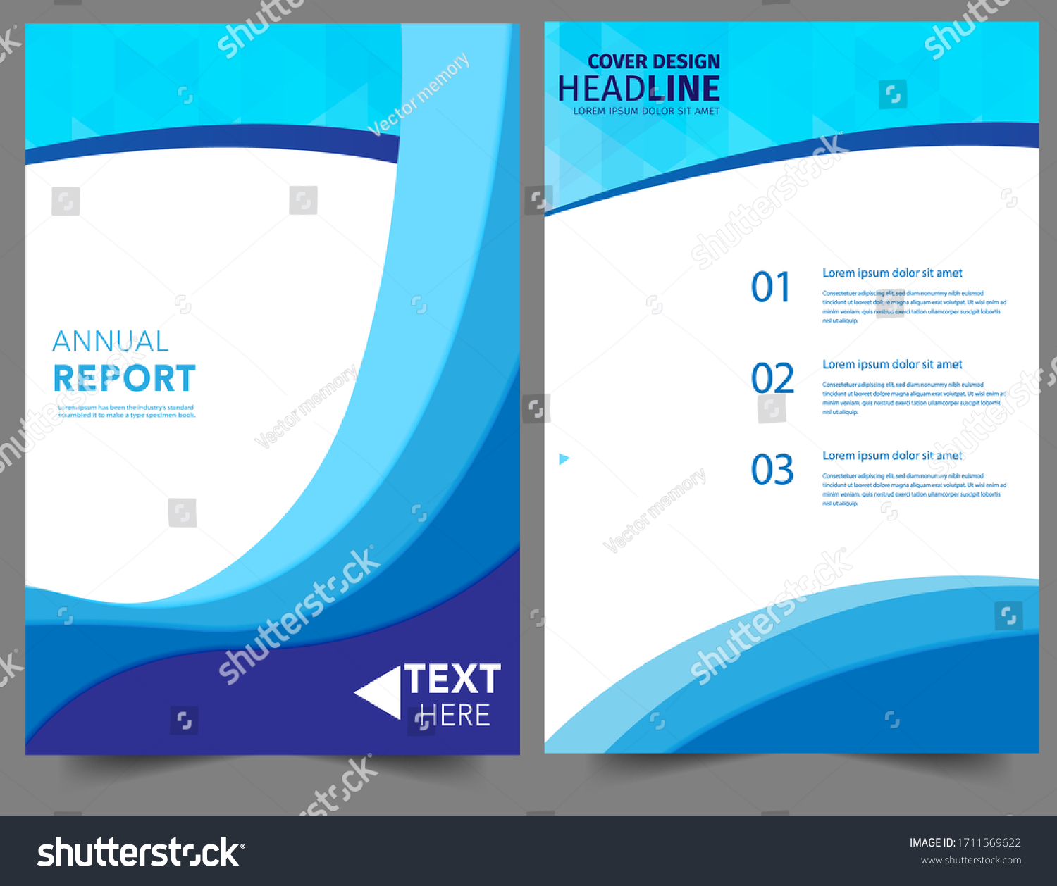 Set Abstract Blue Geometric Modern Annual Stock Vector (Royalty Free ...