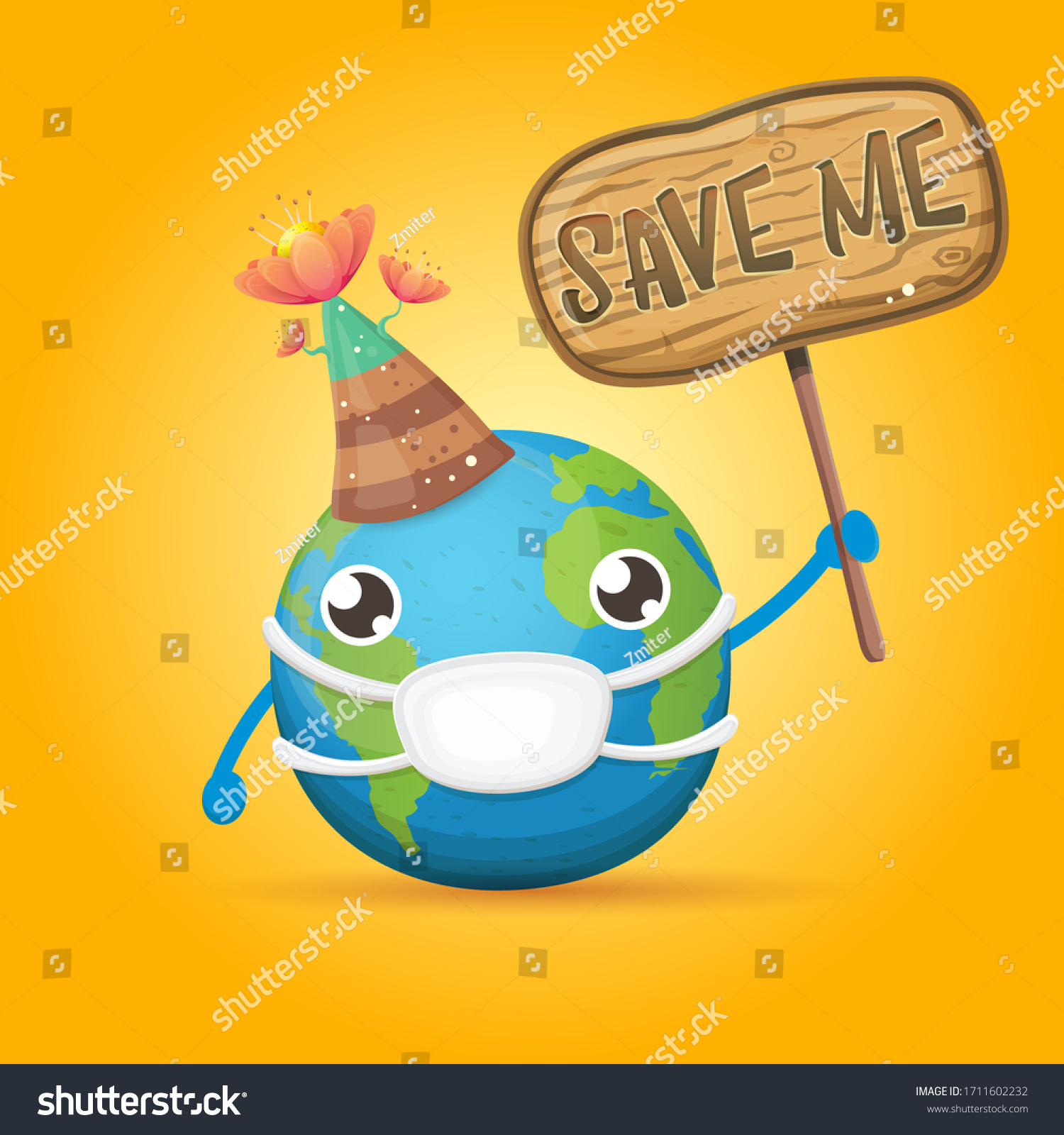 Cartoon Cute Earth Planet Character Mouth Stock Vector (Royalty Free ...