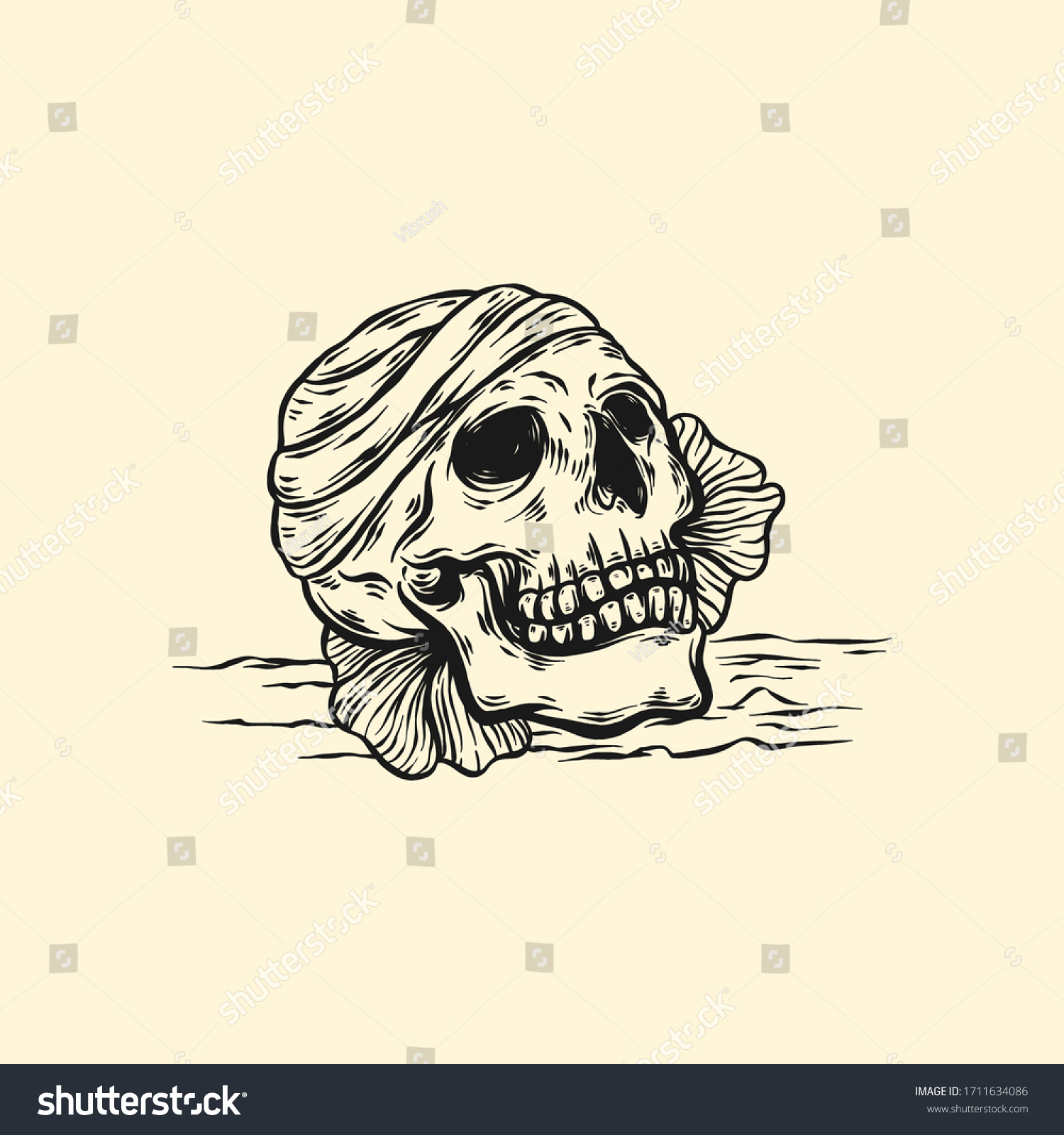 Skull Hand Drawn Vector Illustration Stock Vector Royalty Free