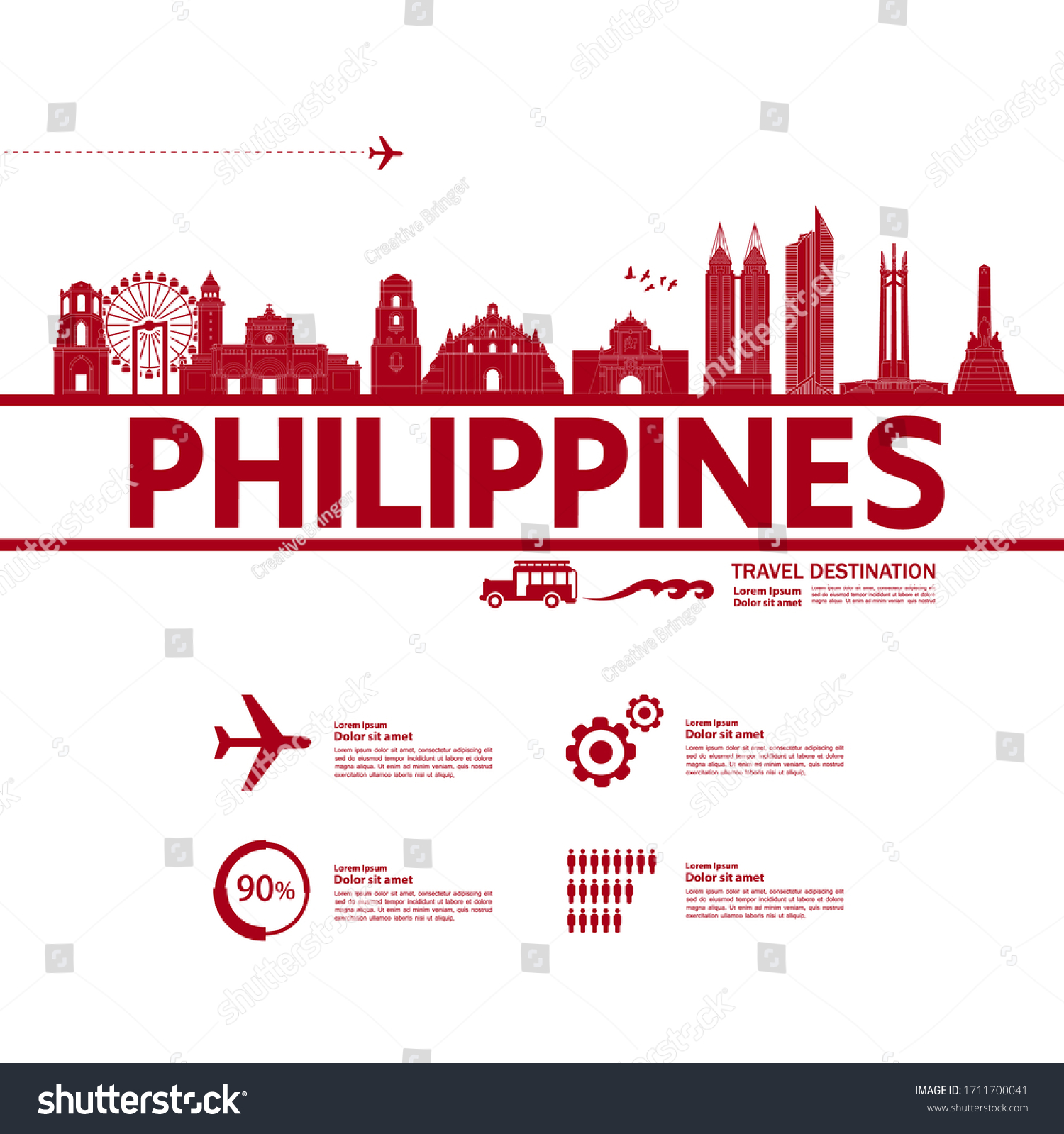 Philippines Travel Destination Grand Vector Illustration Stock Vector Royalty Free