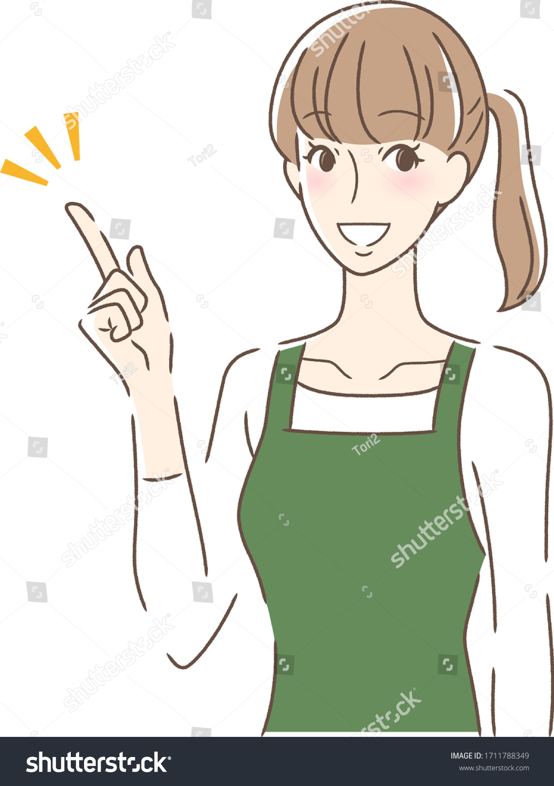 Illustration Woman Smiling Pointing Her Finger Stock Vector (Royalty ...