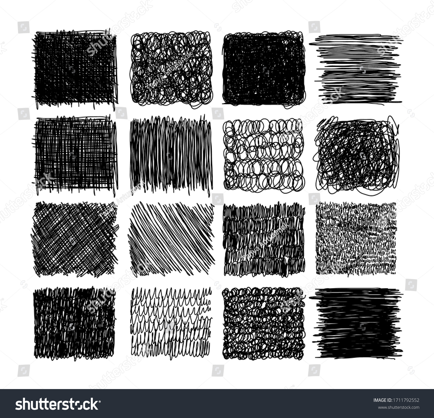 Set Grunge Textures Pencil Pen Scribble Stock Vector (Royalty Free ...